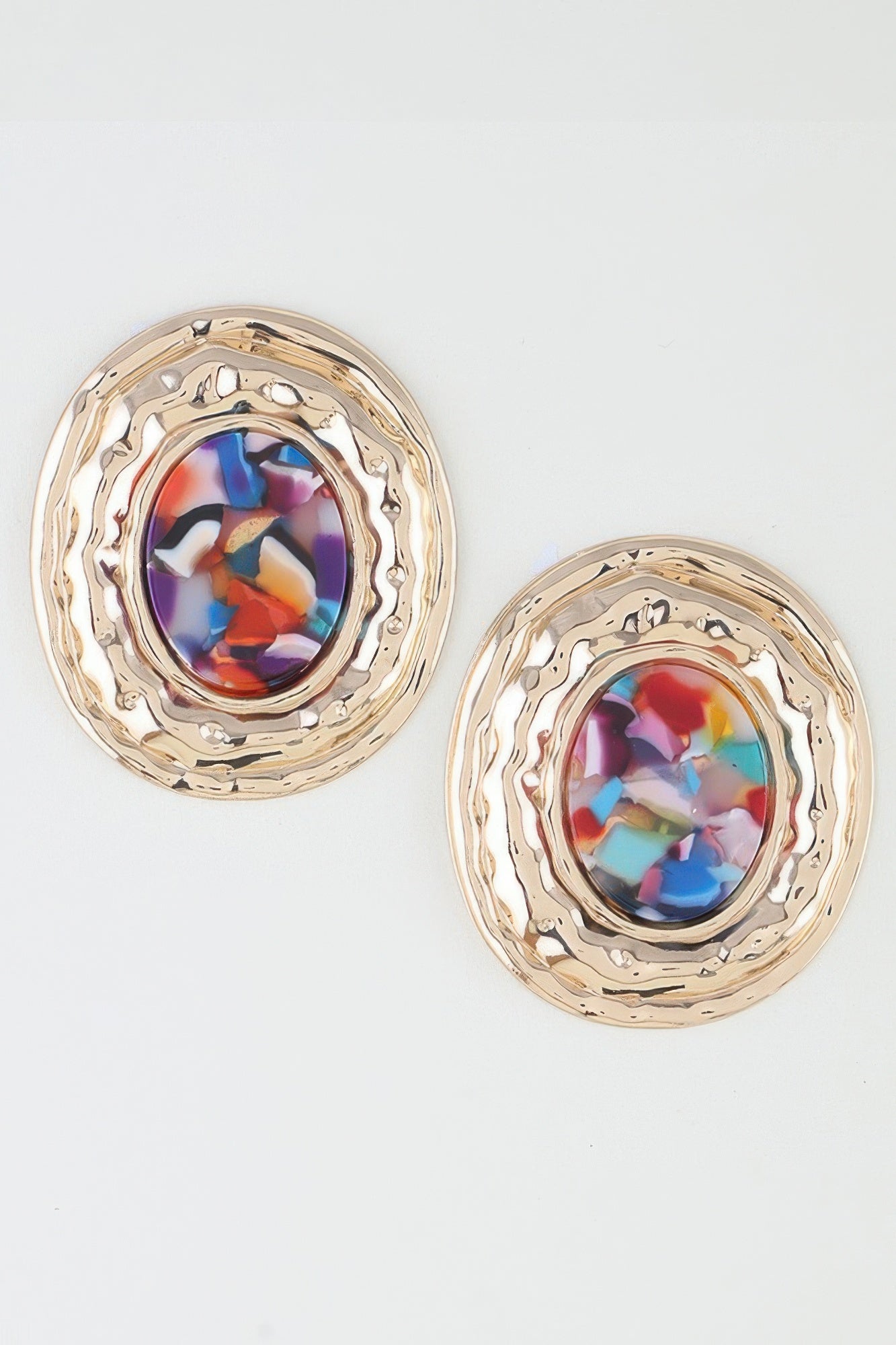 Hammered Marble Disc Earrings