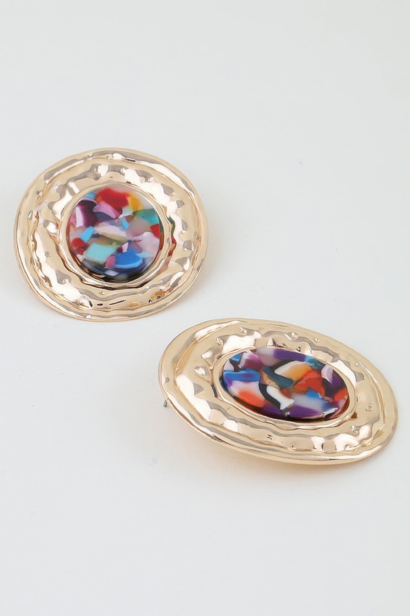 Hammered Marble Disc Earrings