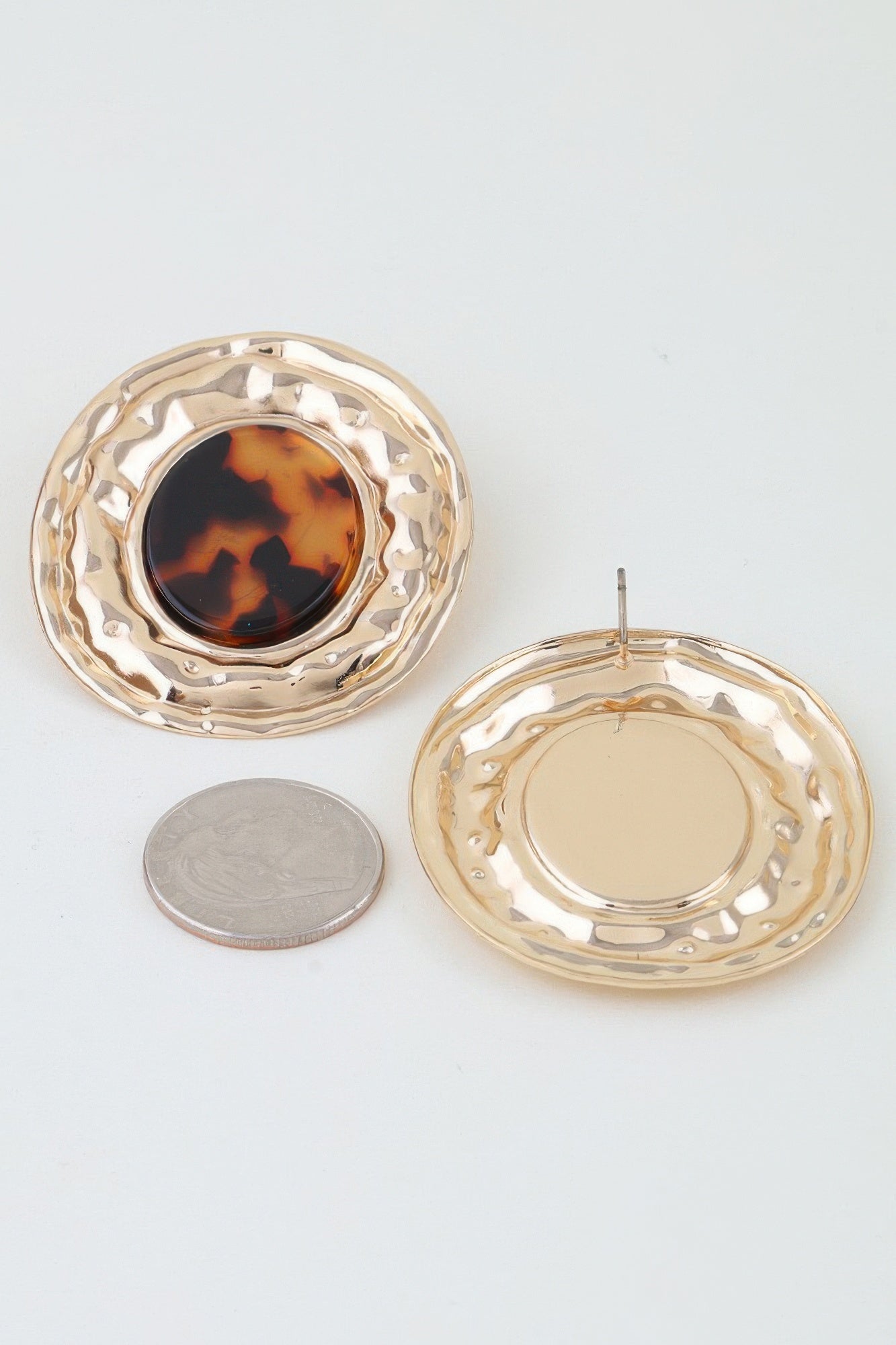 Hammered Marble Disc Earrings