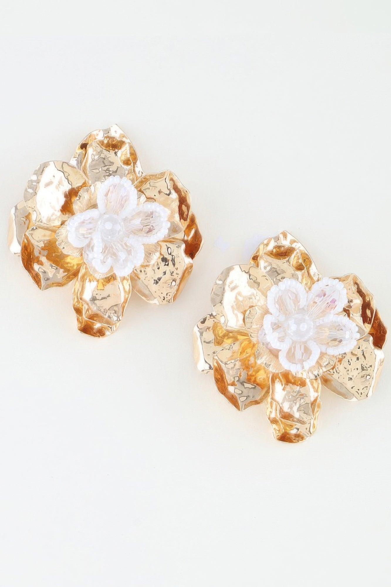 Hammered Blooming Flower Stud Earrings