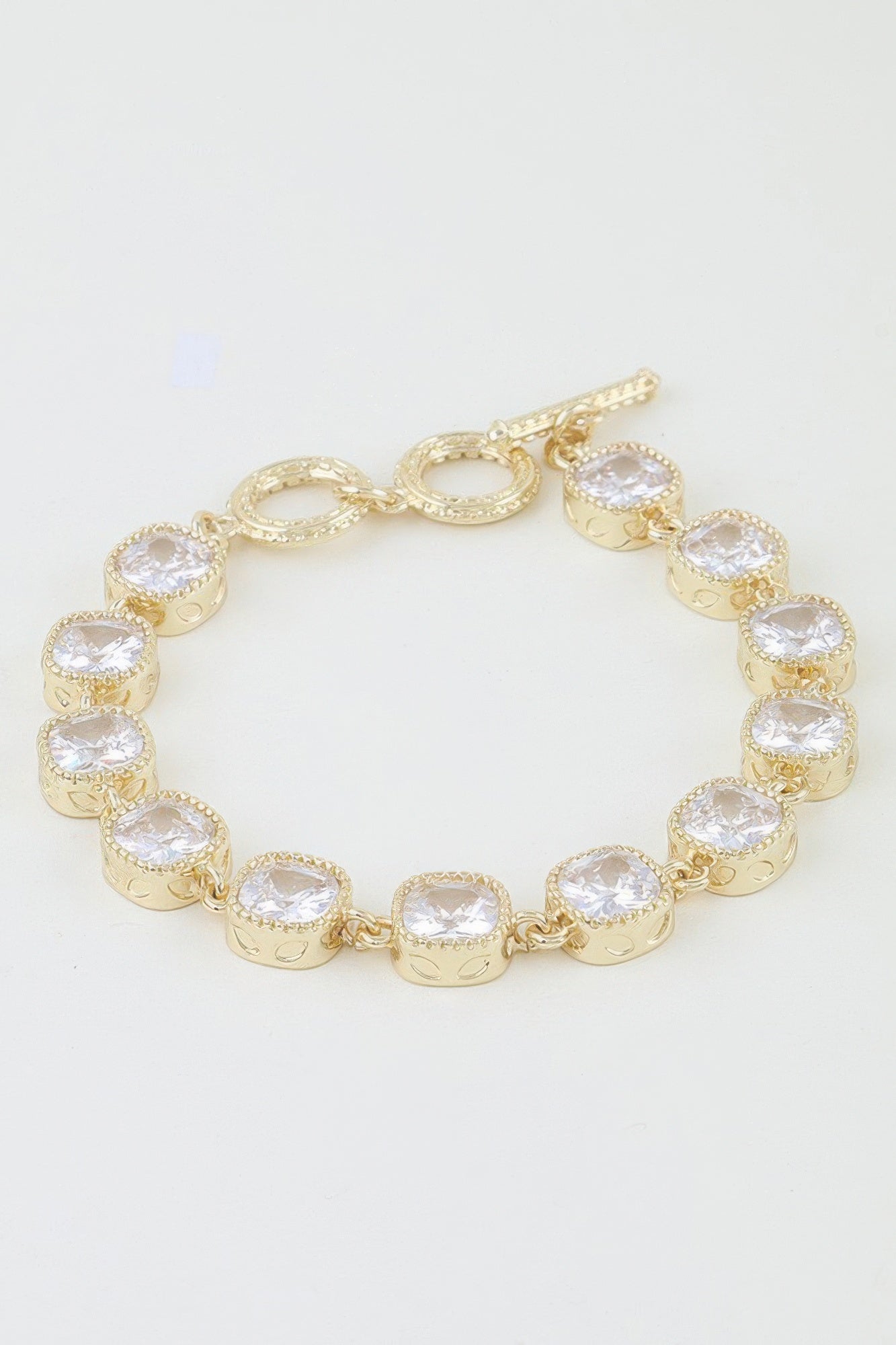Cubic Zirconia Toggle Chain Bracelet
