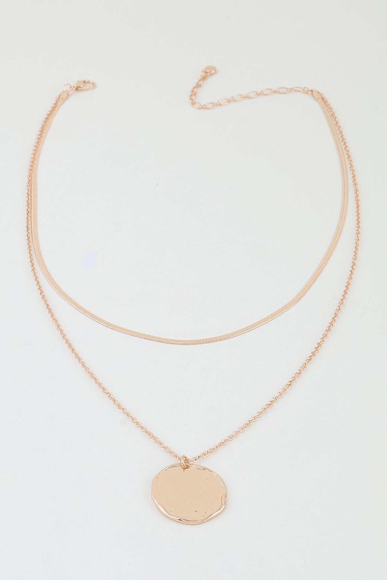 Double Hammered Pendant Chain Necklace