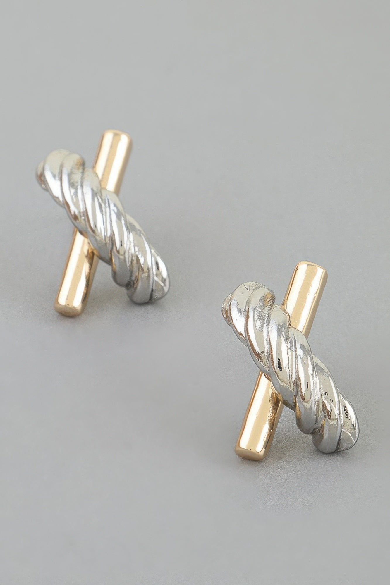 Two Toned Twisted X Earrings