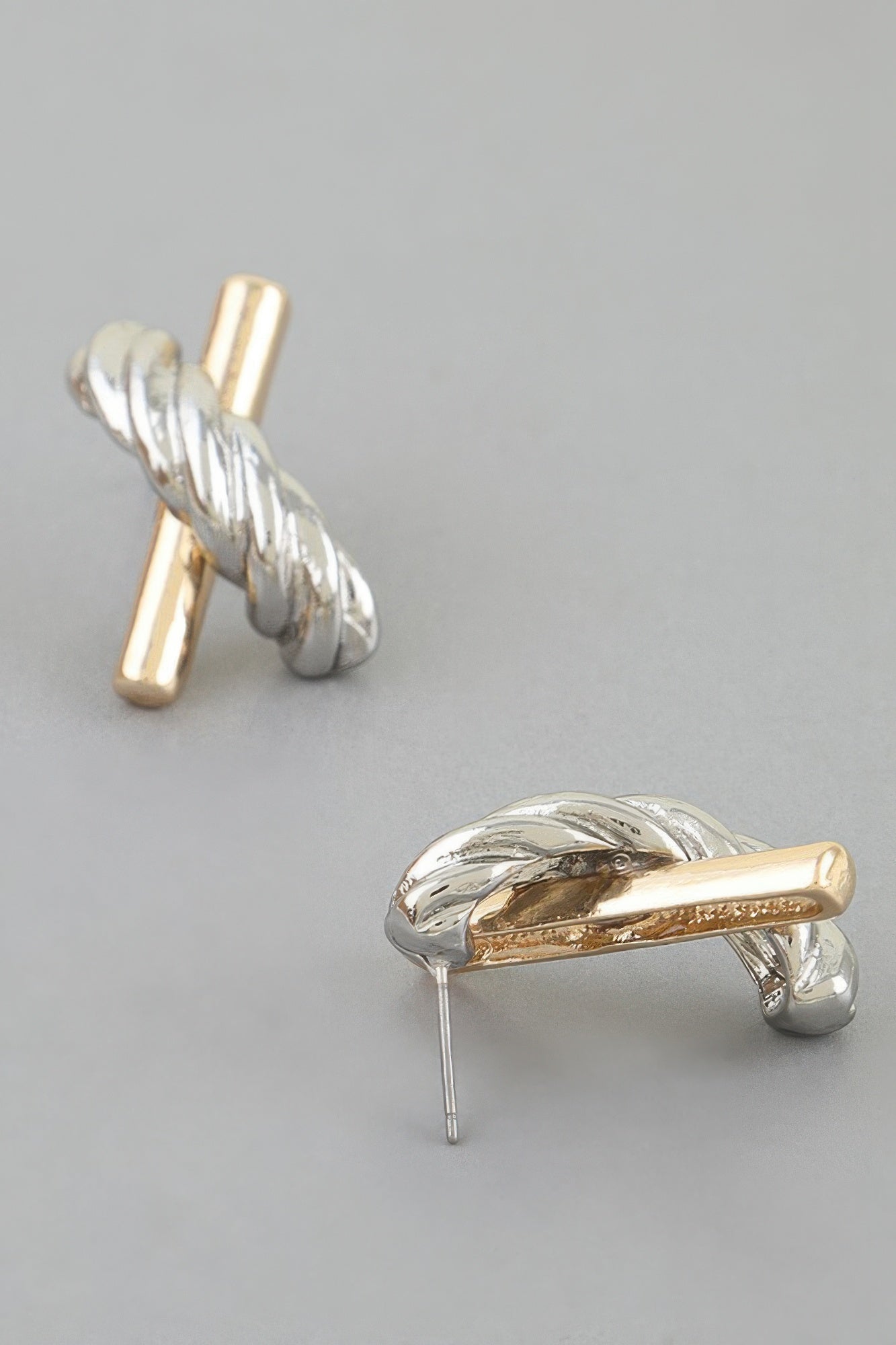 Two Toned Twisted X Earrings