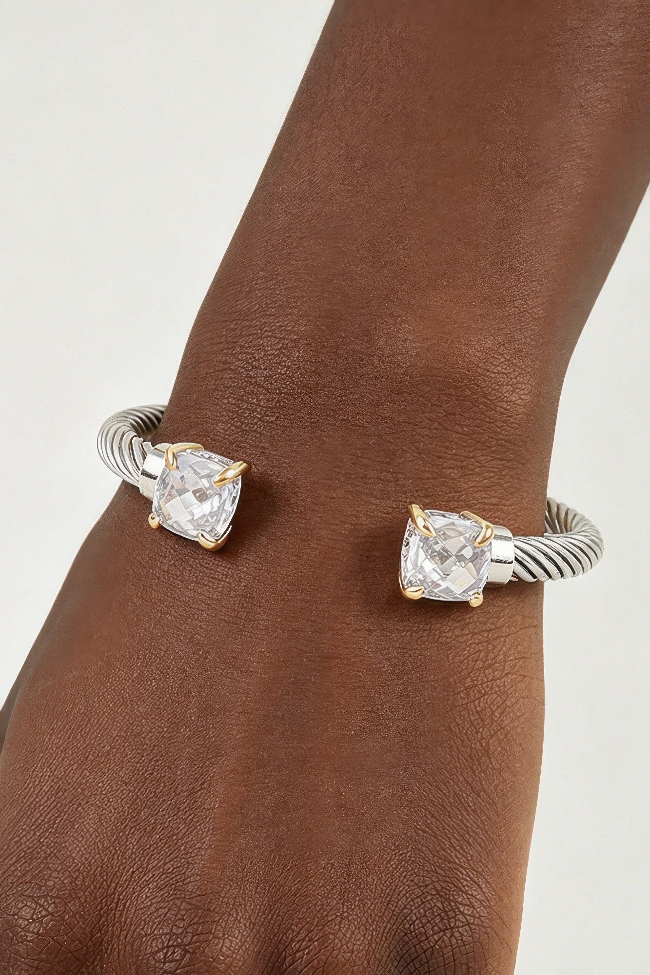 Open Cubic Twisted Cuff Bracelet
