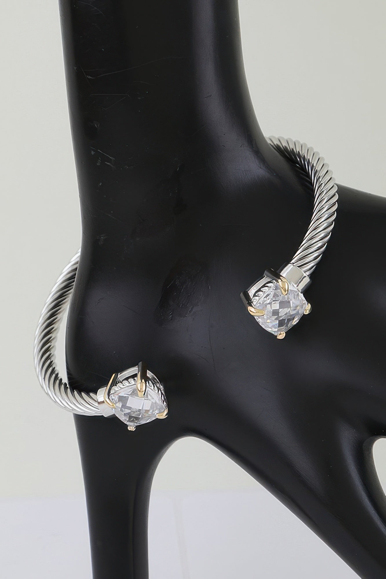 Open Cubic Twisted Cuff Bracelet