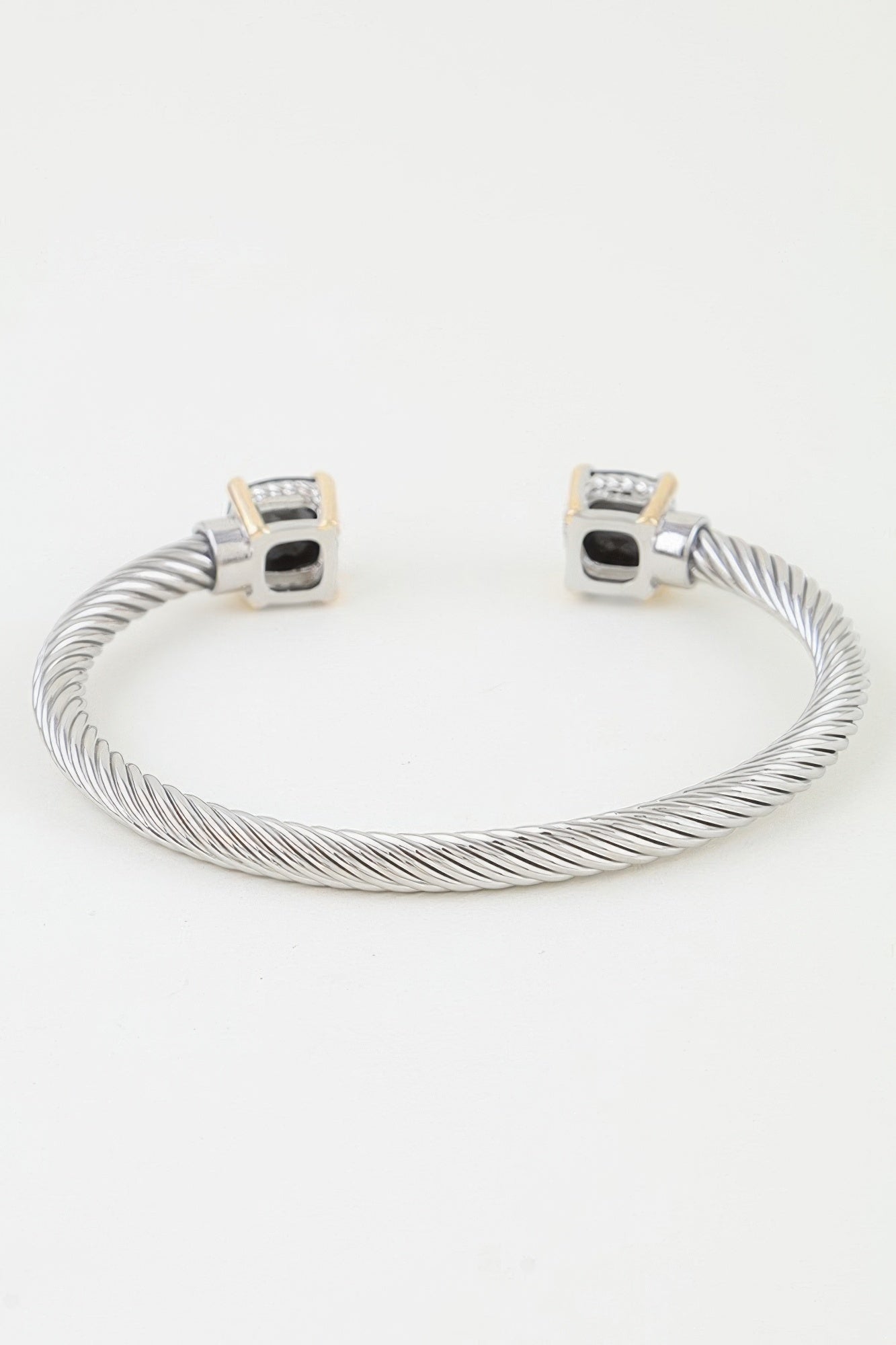 Open Cubic Twisted Cuff Bracelet