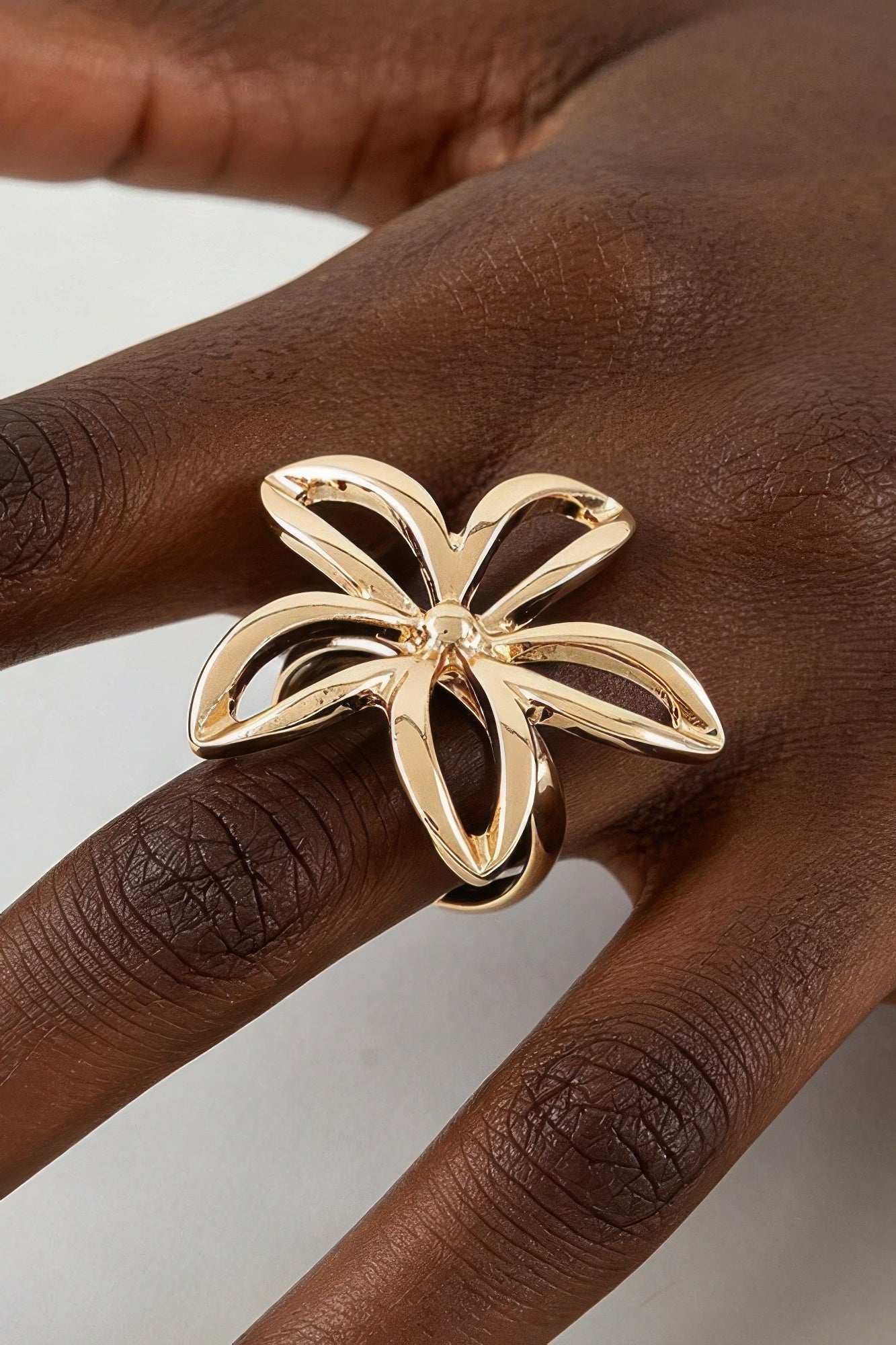Polished Open Flower Band Ring