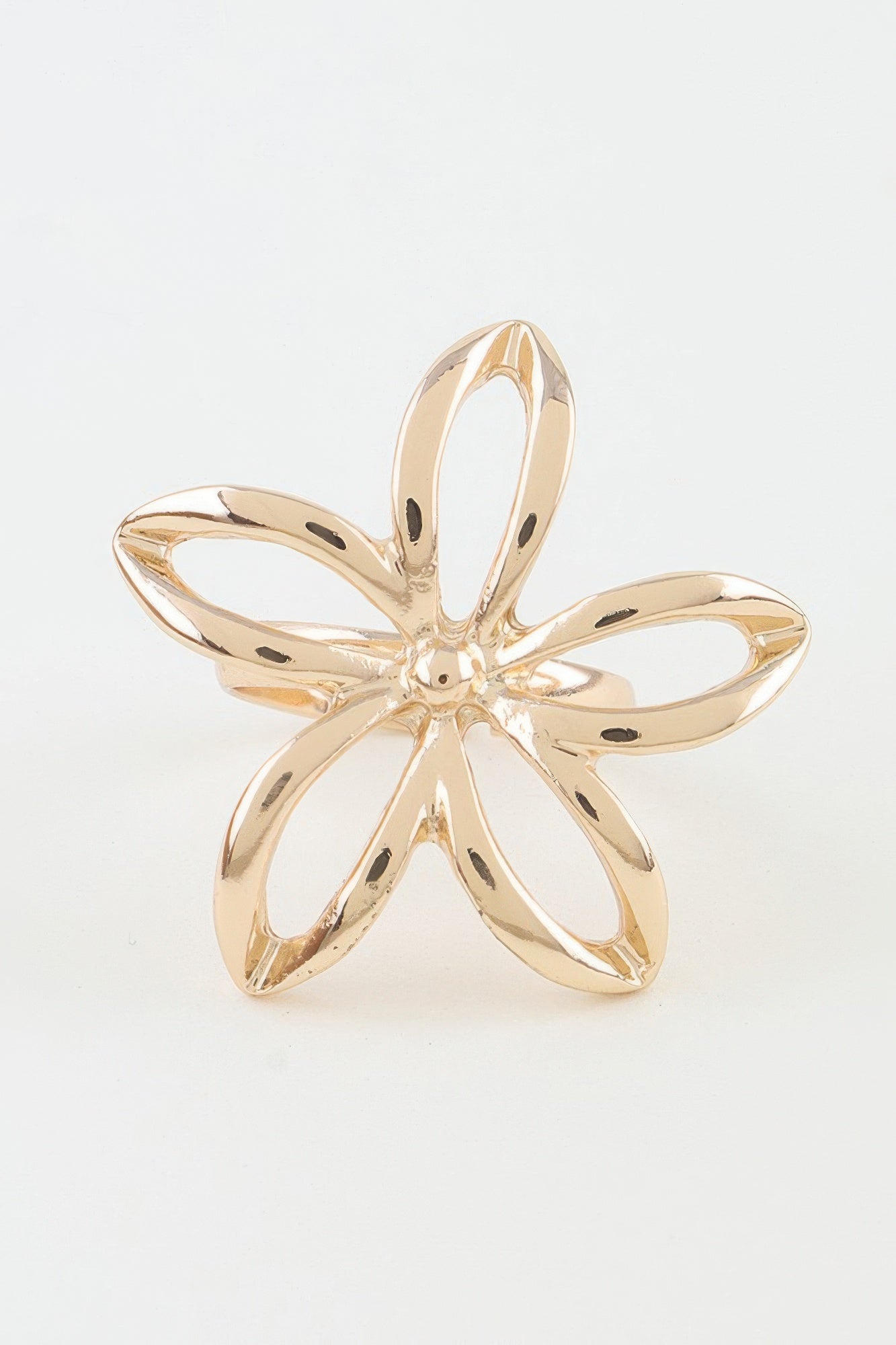 Polished Open Flower Band Ring