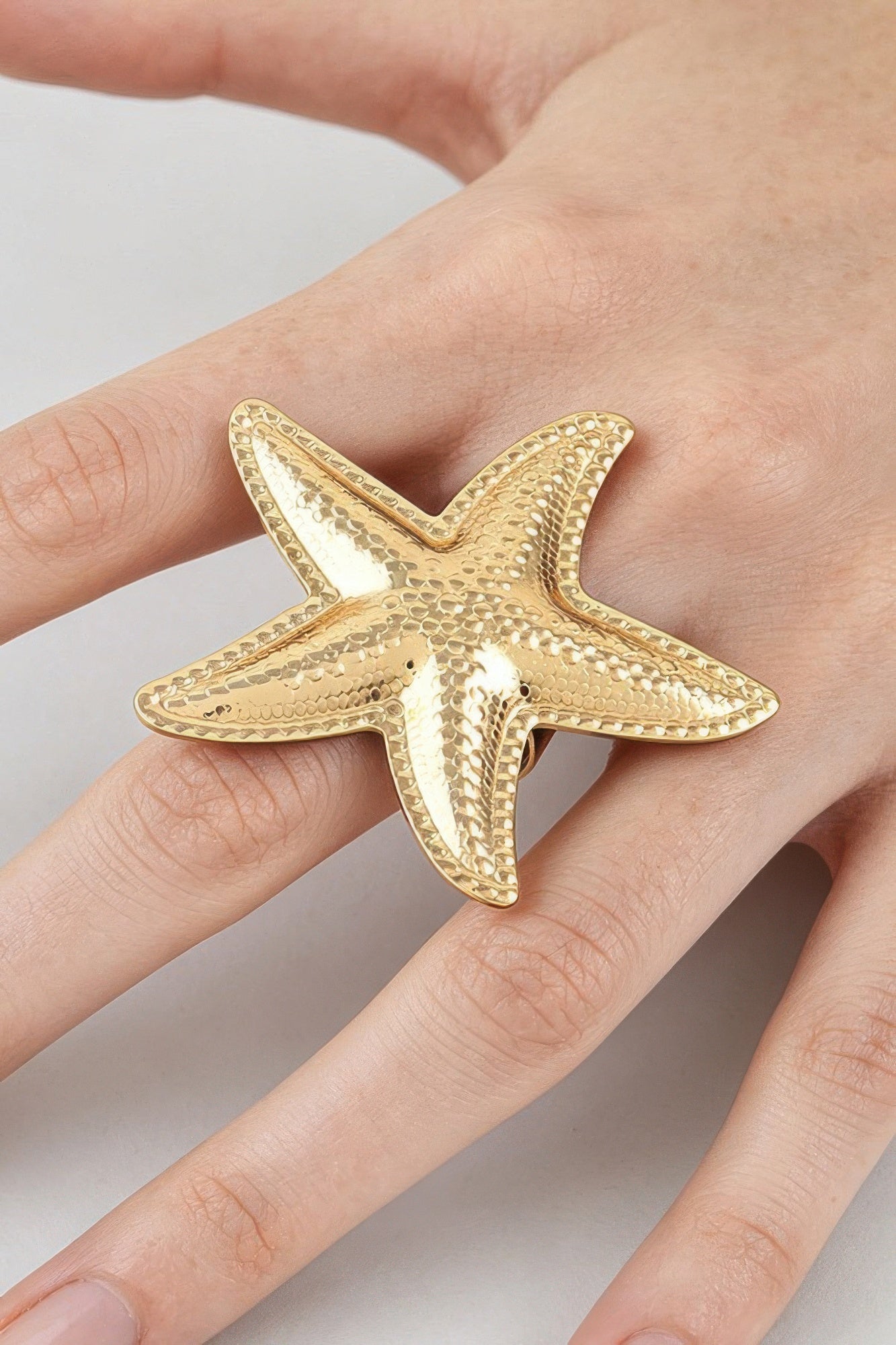 Hammered Scale Starfish Statement Ring