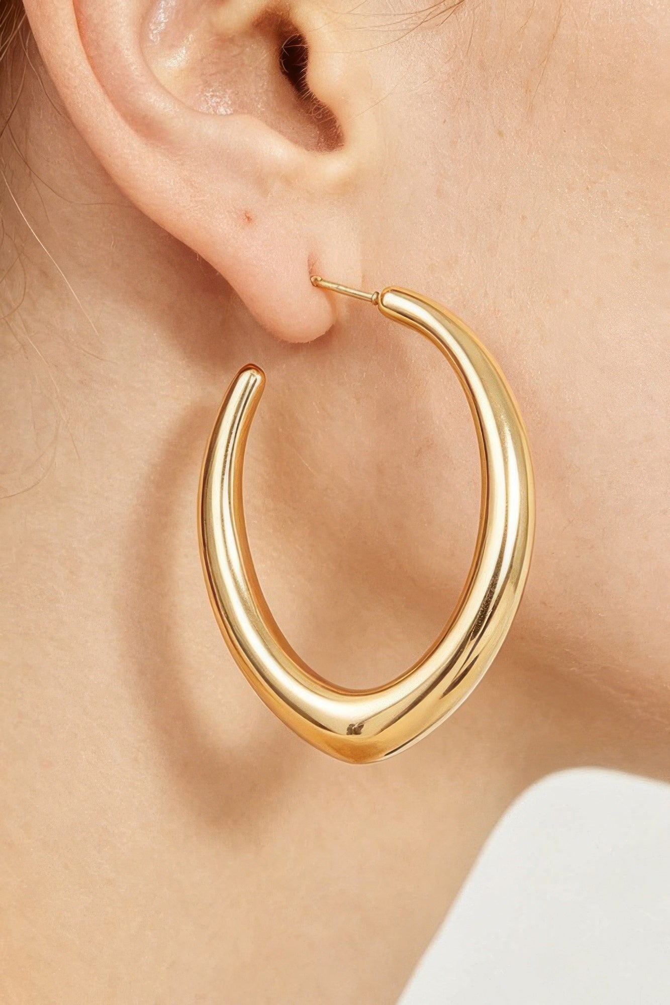 Polished Cateye Hoop Earrings