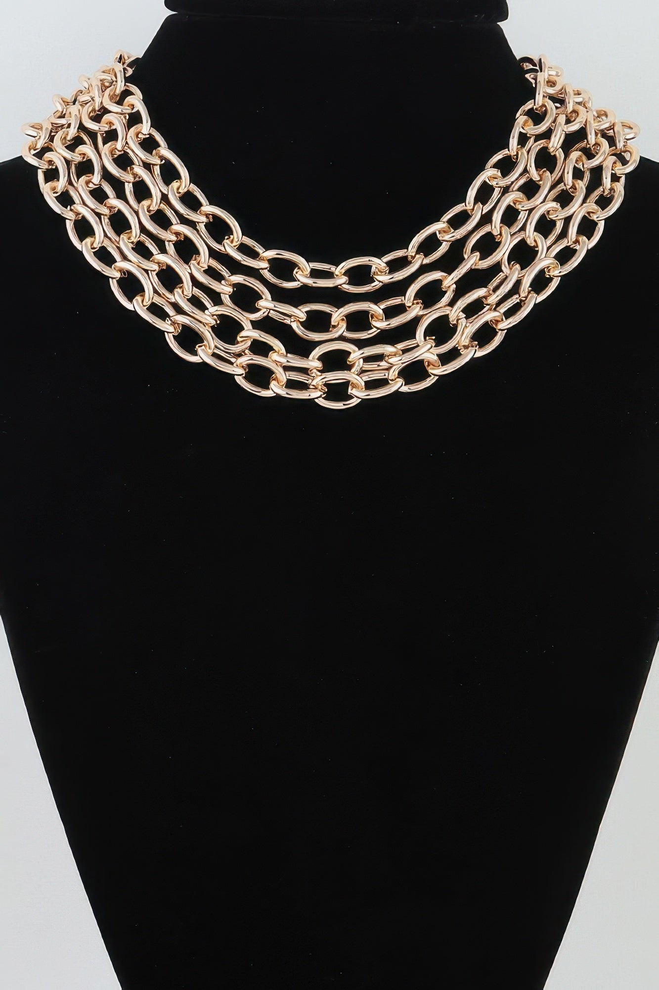 Multi Polished Link Chain Choker Necklace
