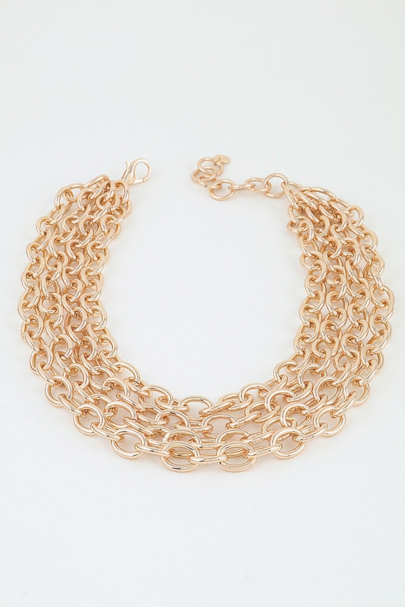 Multi Polished Link Chain Choker Necklace