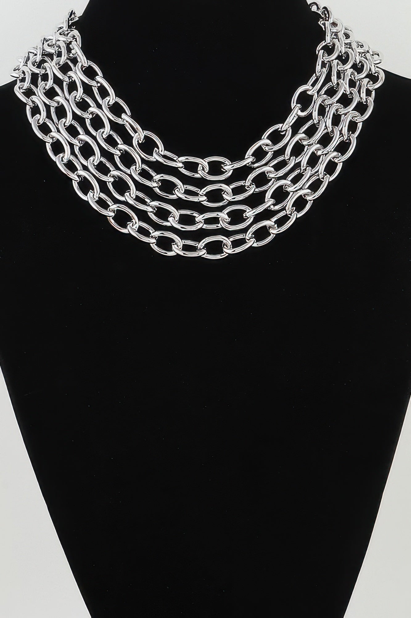 Multi Polished Link Chain Choker Necklace