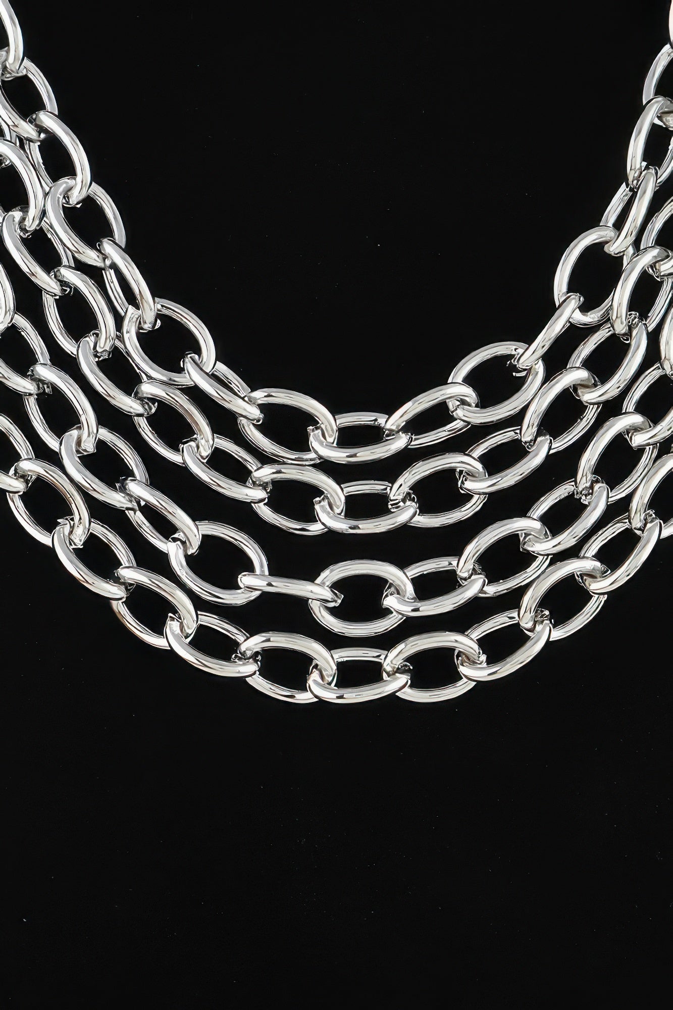 Multi Polished Link Chain Choker Necklace