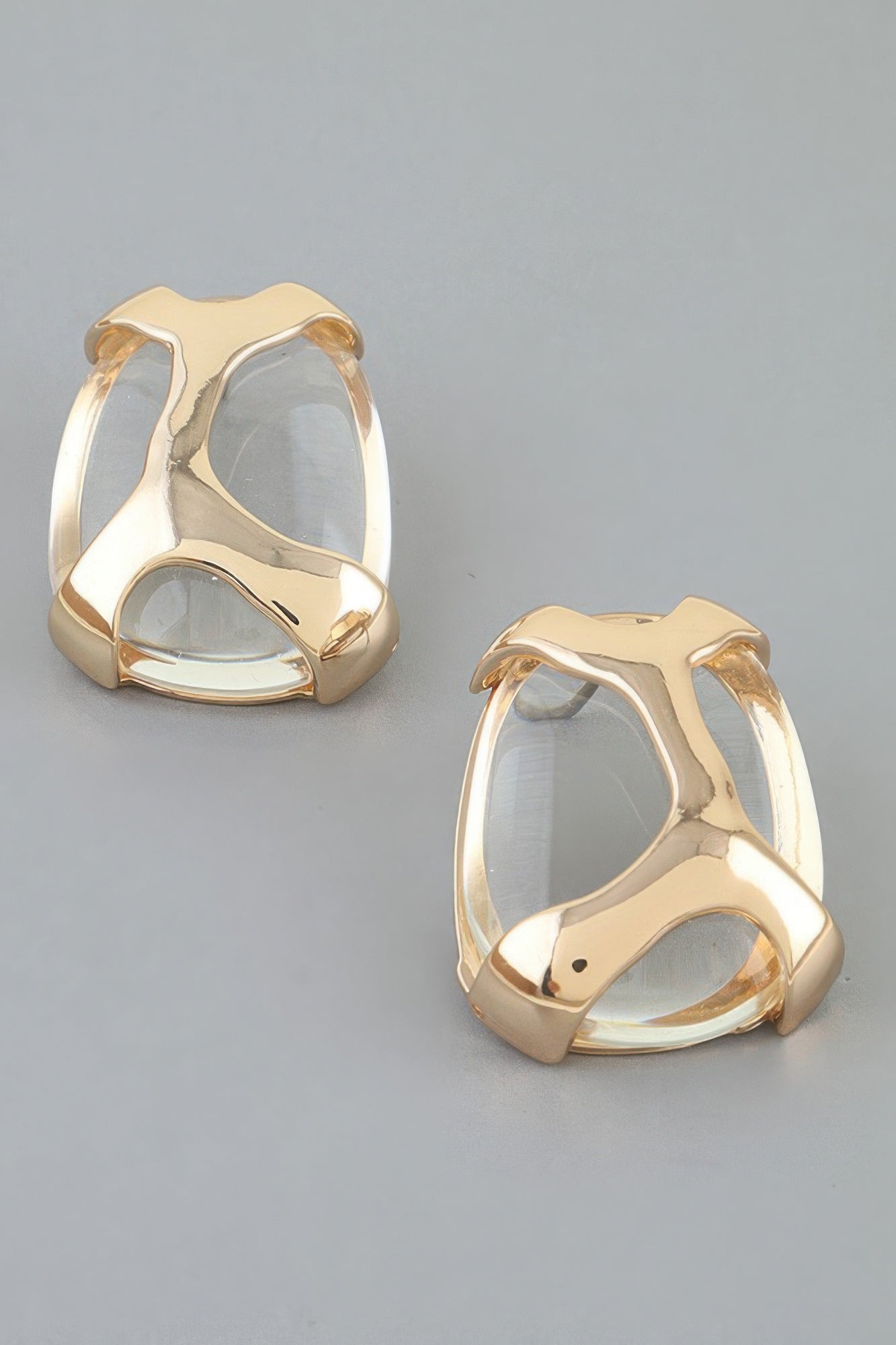 Polished Transparent Stone Earrings