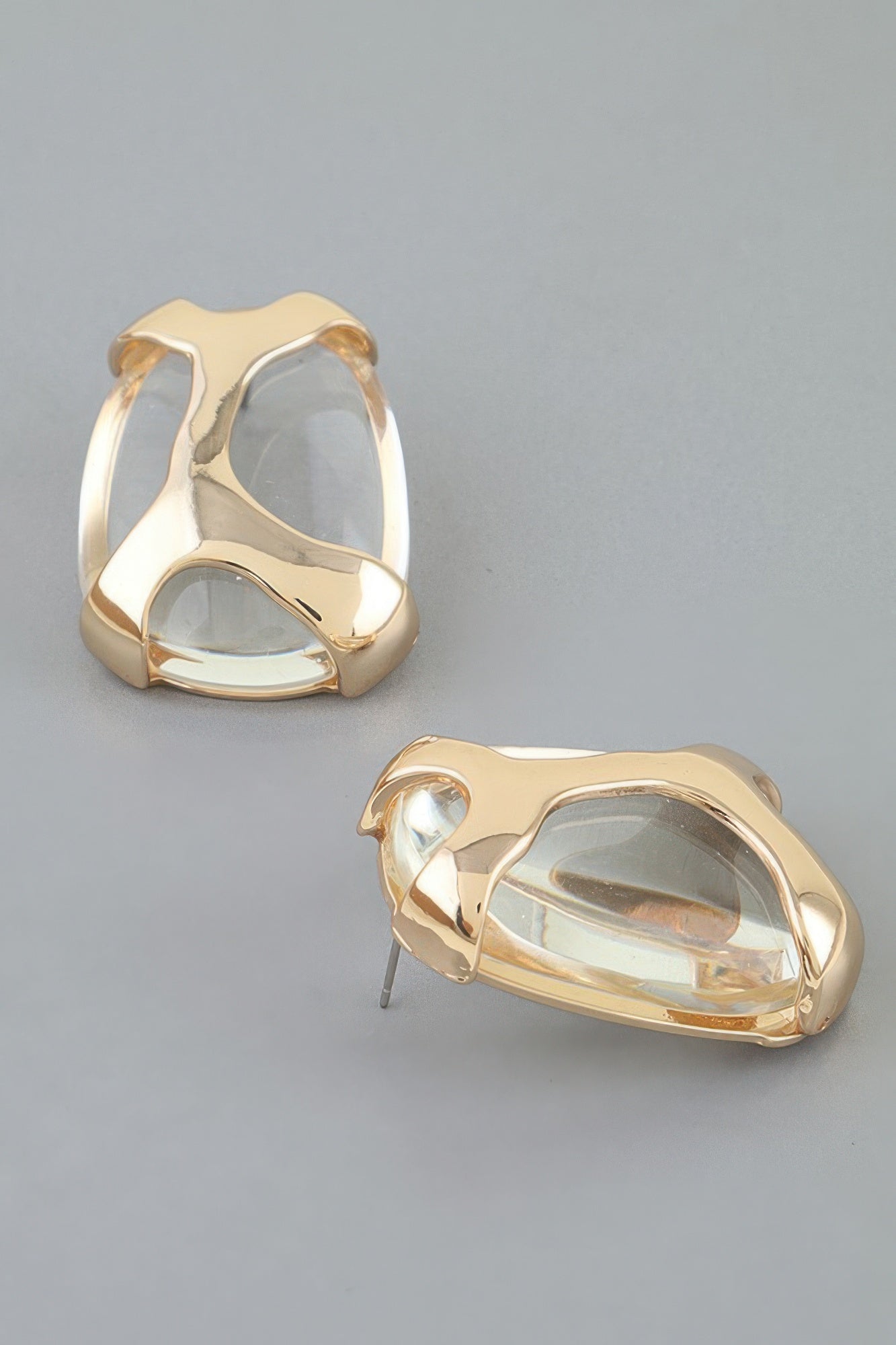 Polished Transparent Stone Earrings