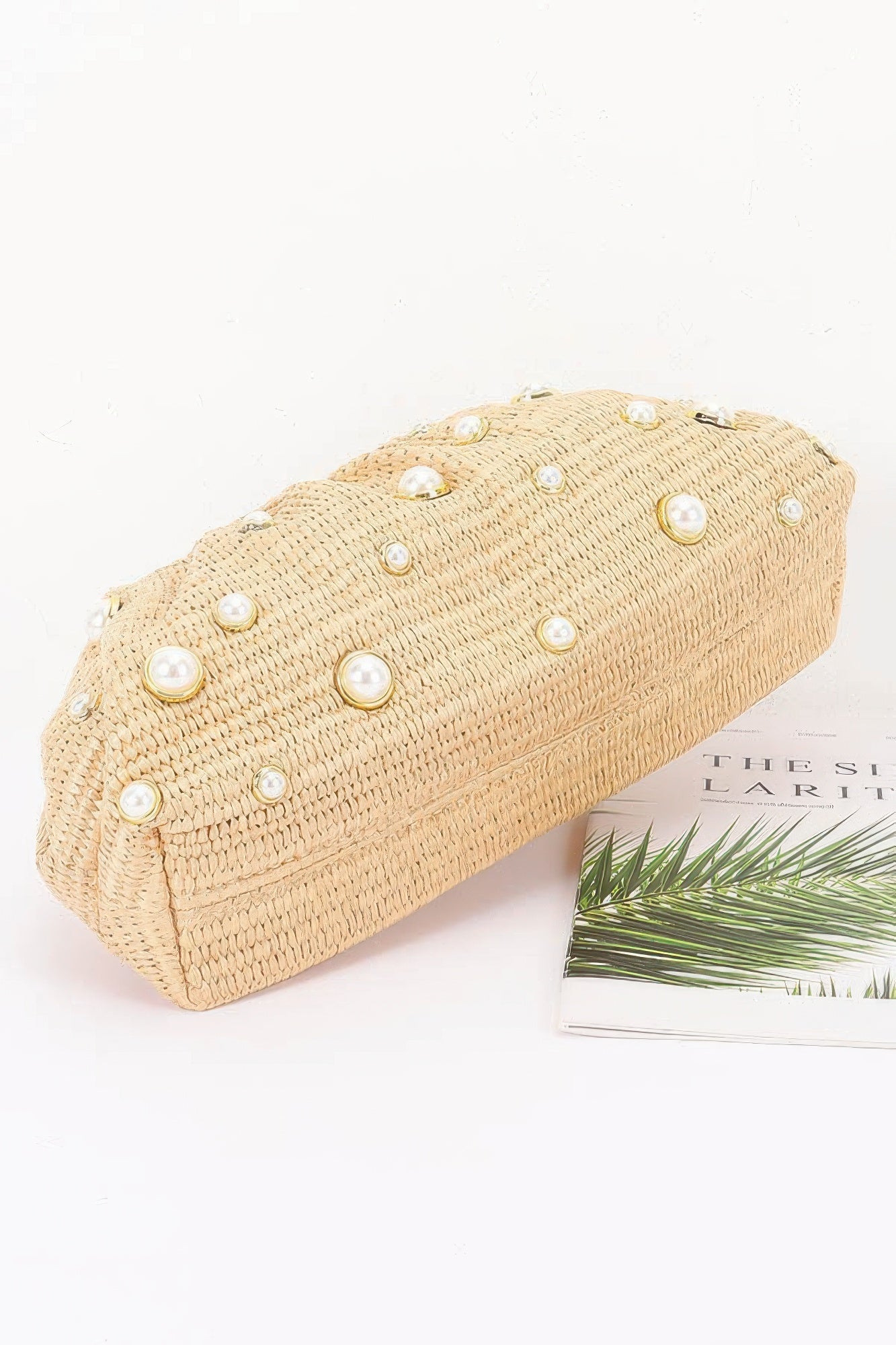 Faux Straw Pearl Clutch