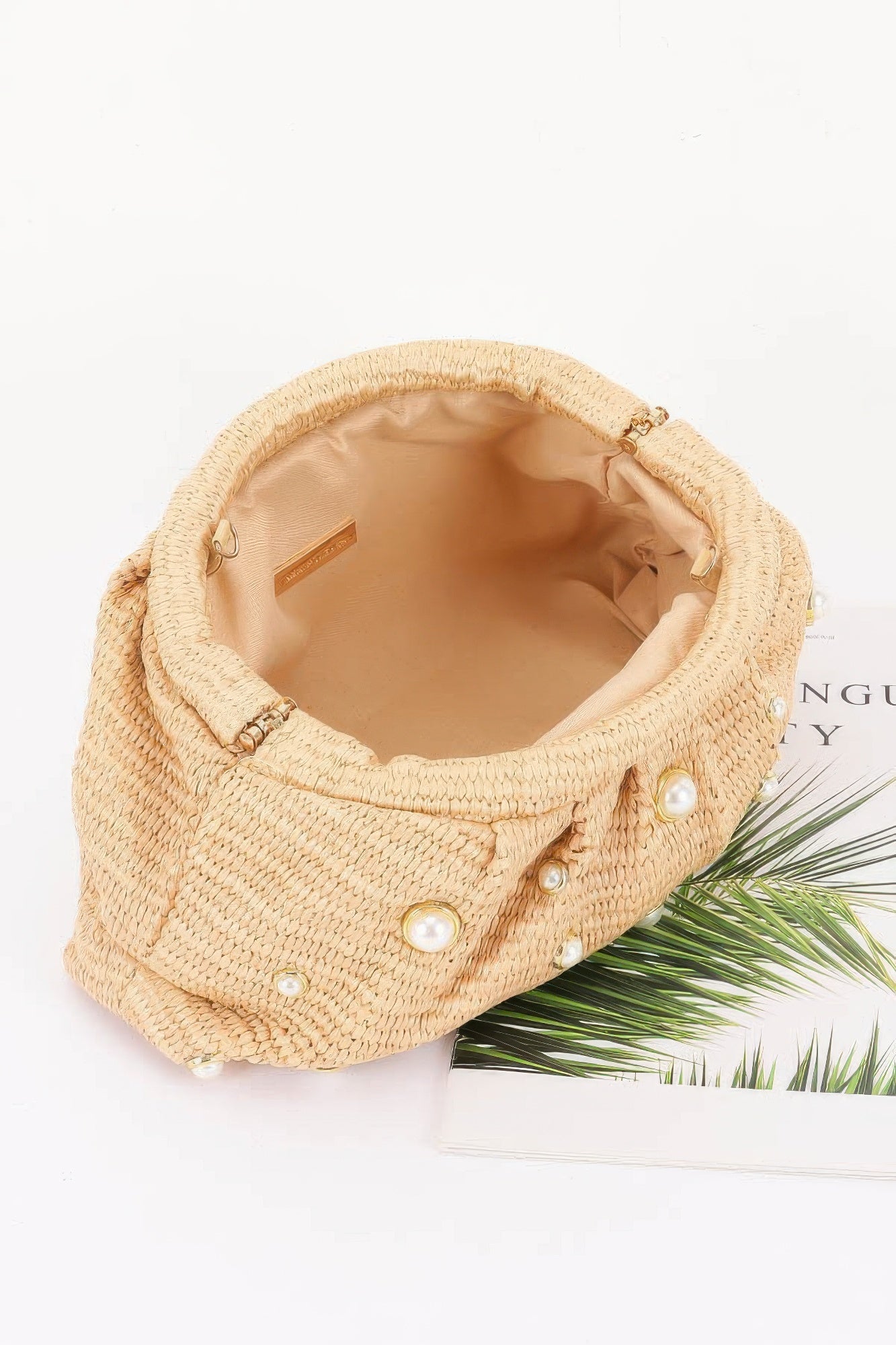 Faux Straw Pearl Clutch