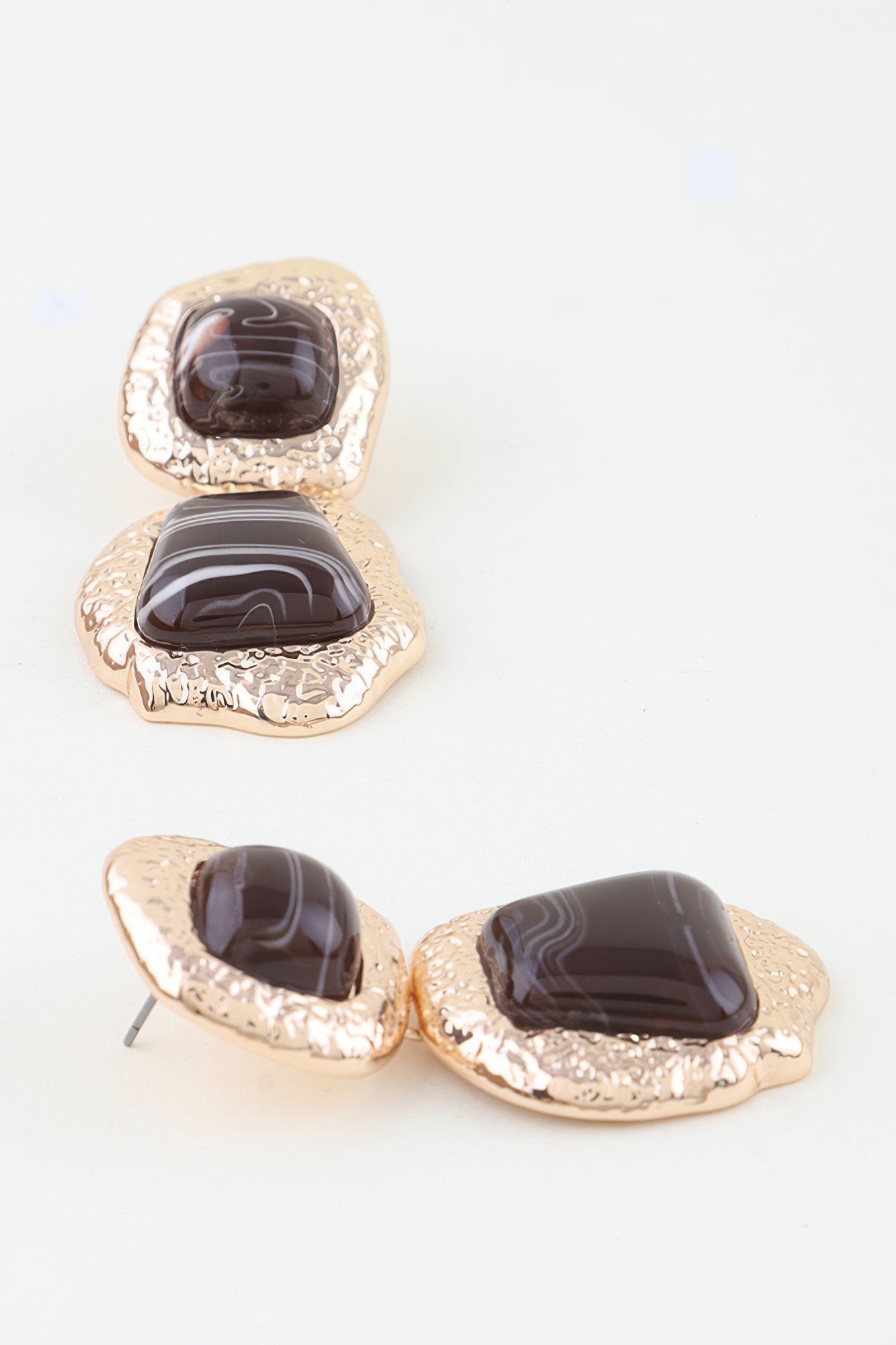 Hammered Marble Stone Drop Earrings