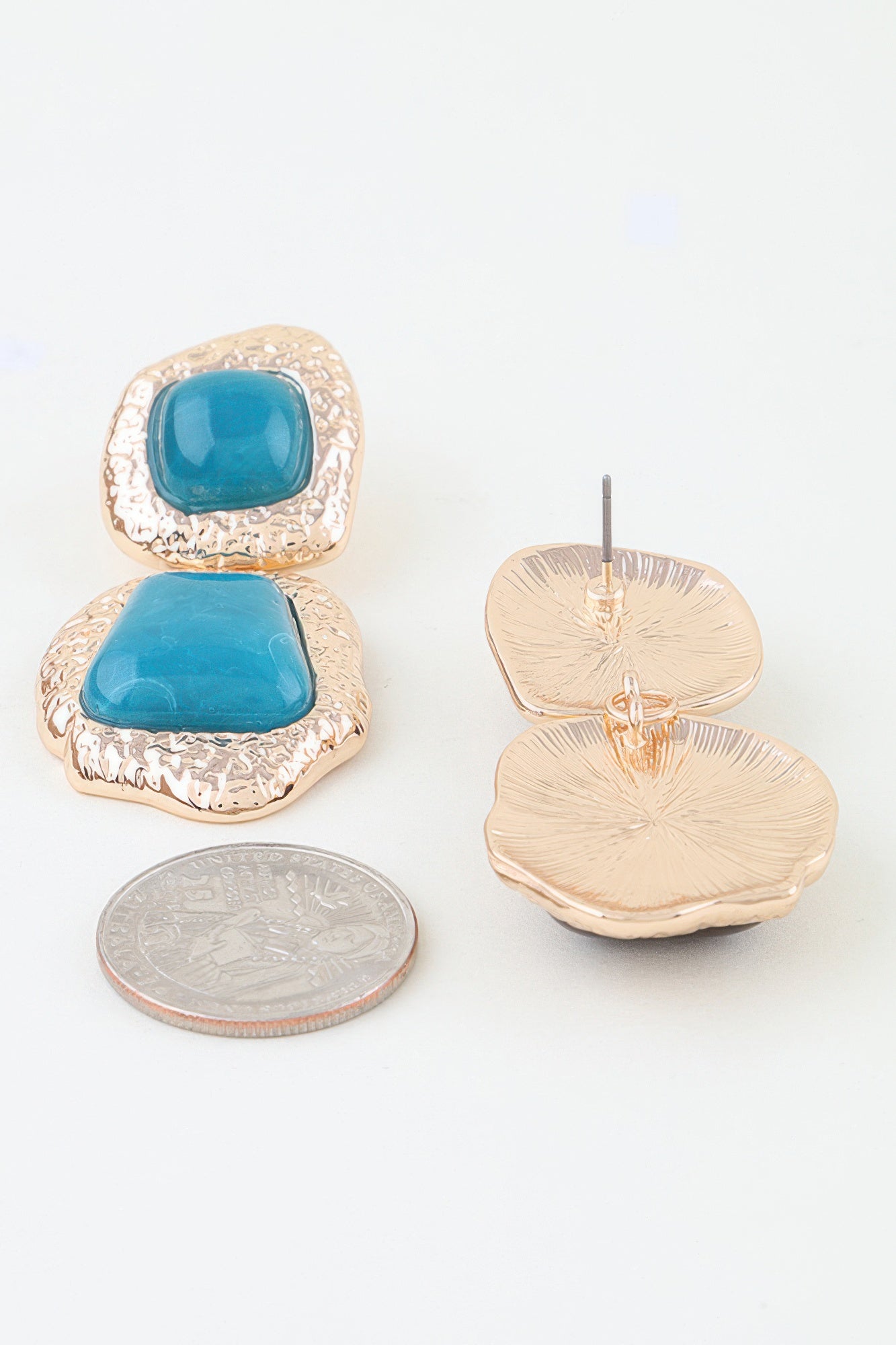 Hammered Marble Stone Drop Earrings