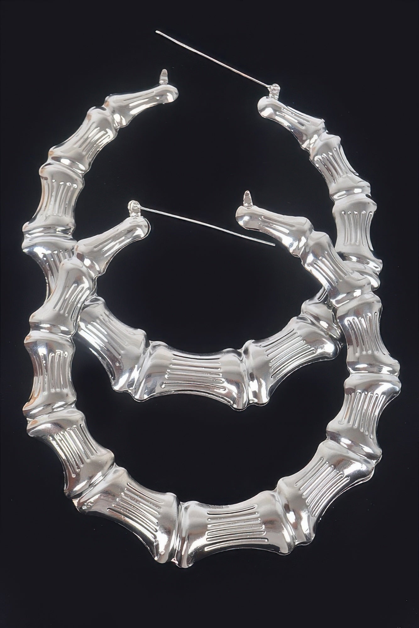 Bamboo Metal 10cm Hoop Earring