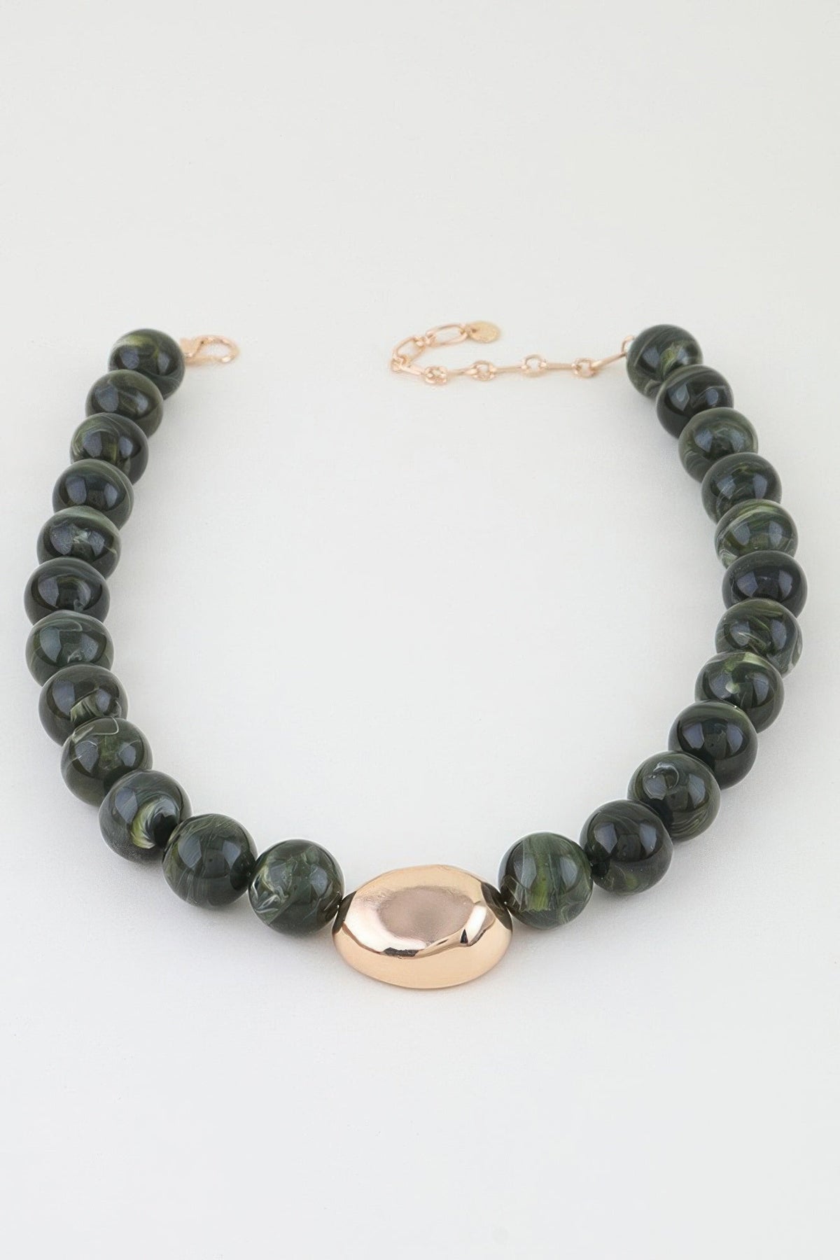 Polished Marble Beaded Pendant Necklace
