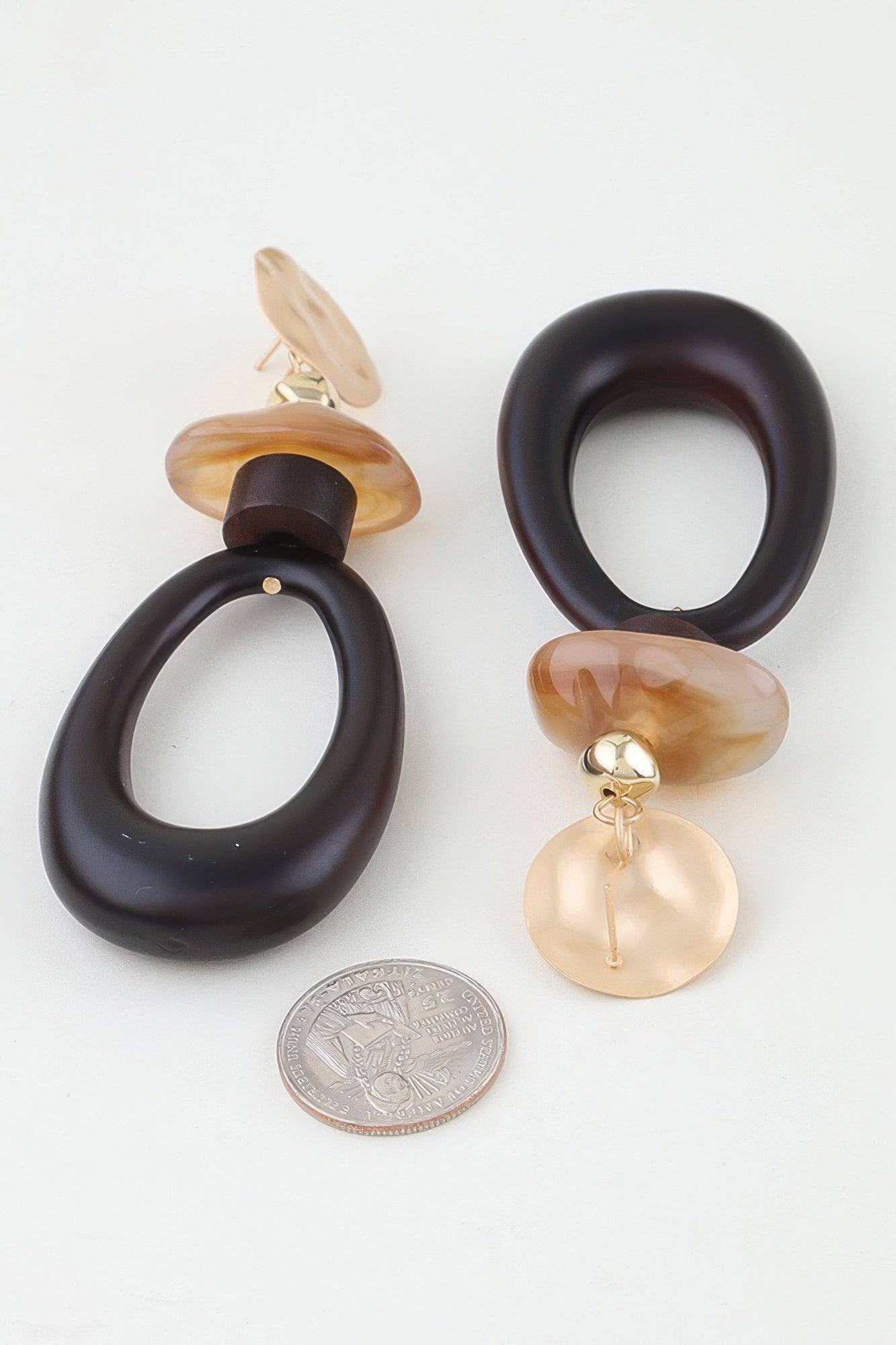 Modern Stone Open Drop Earrings