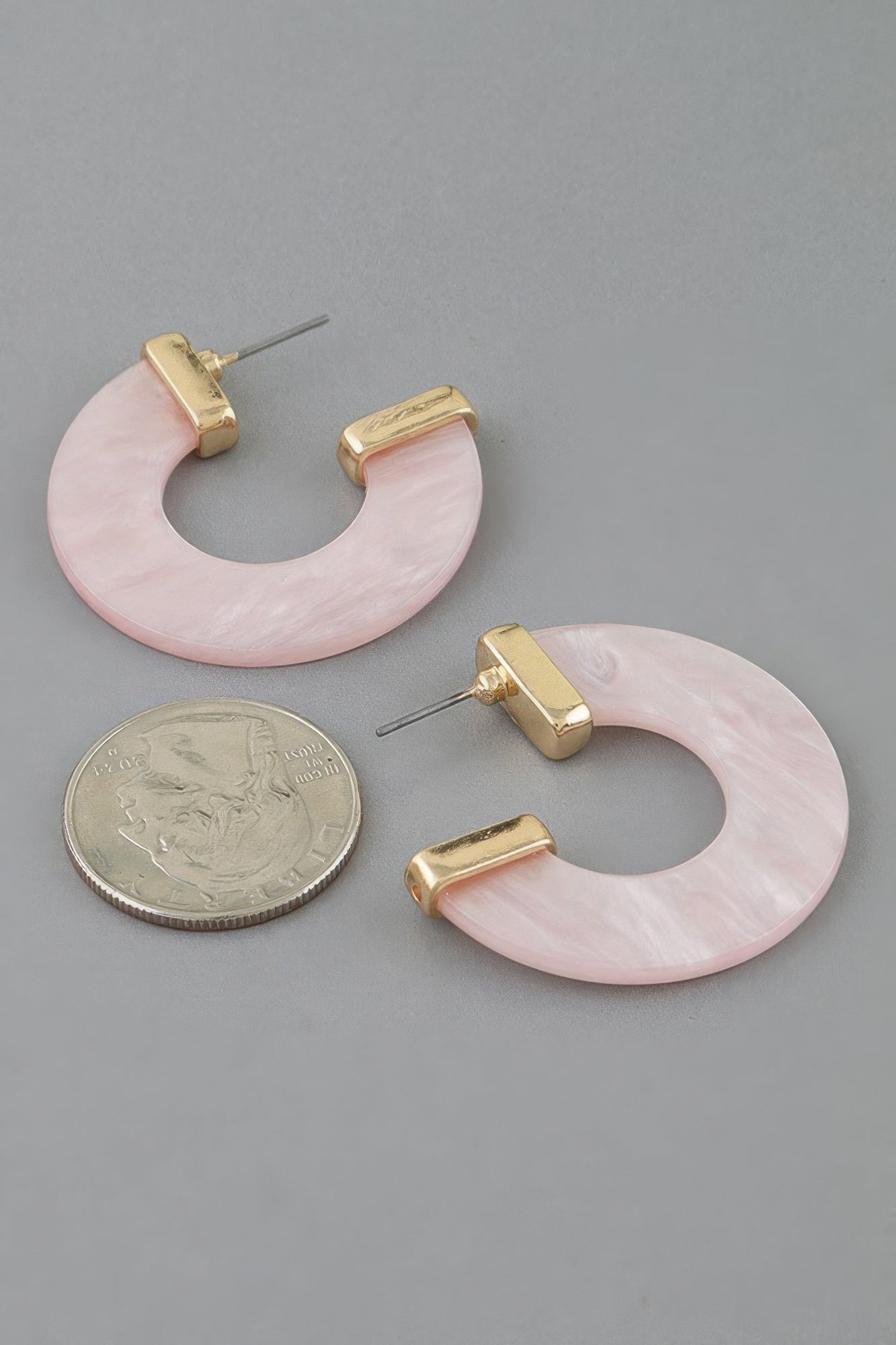 Marble Stone Open Hoop Earrings