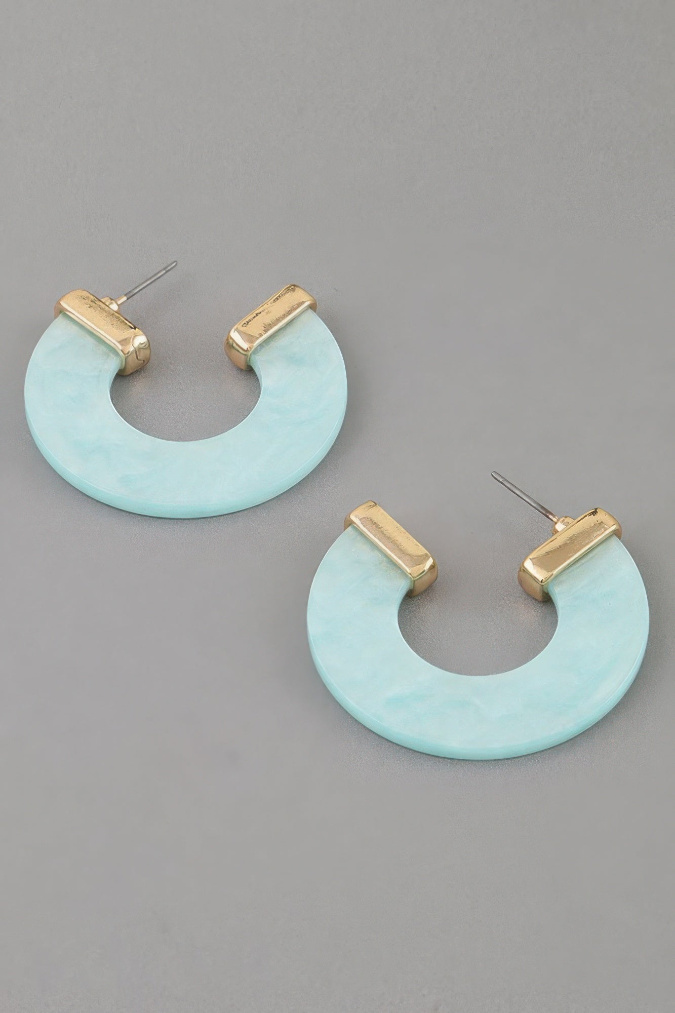 Marble Stone Open Hoop Earrings
