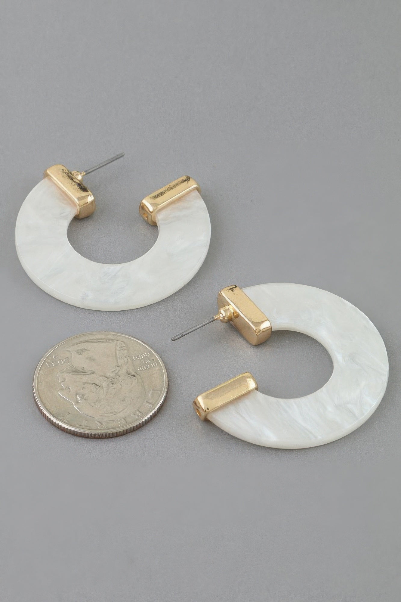 Marble Stone Open Hoop Earrings