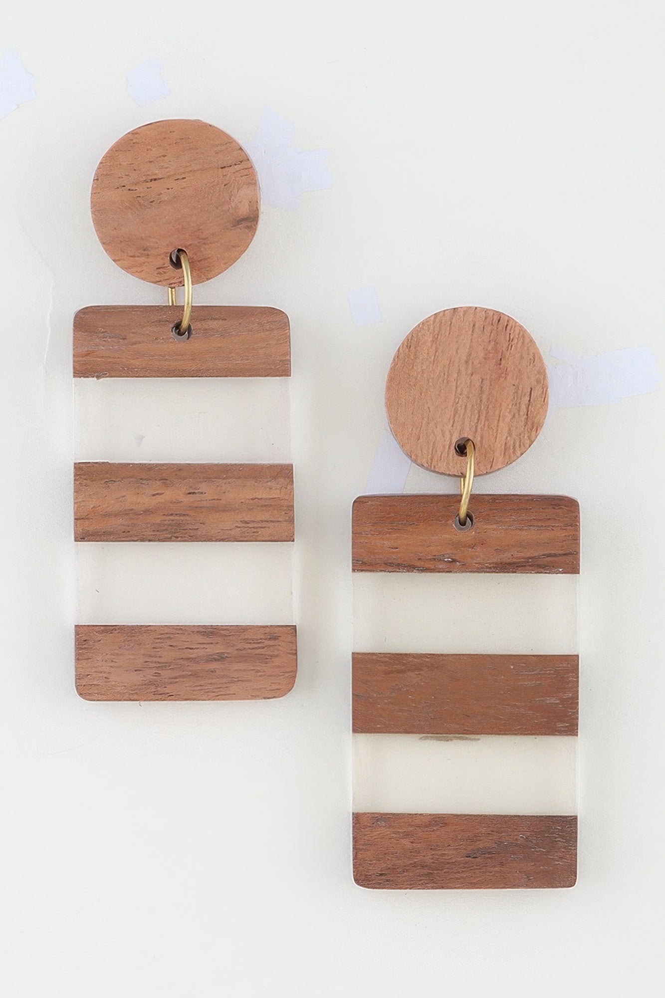 Two Toned Retro Grain Bar Earrings