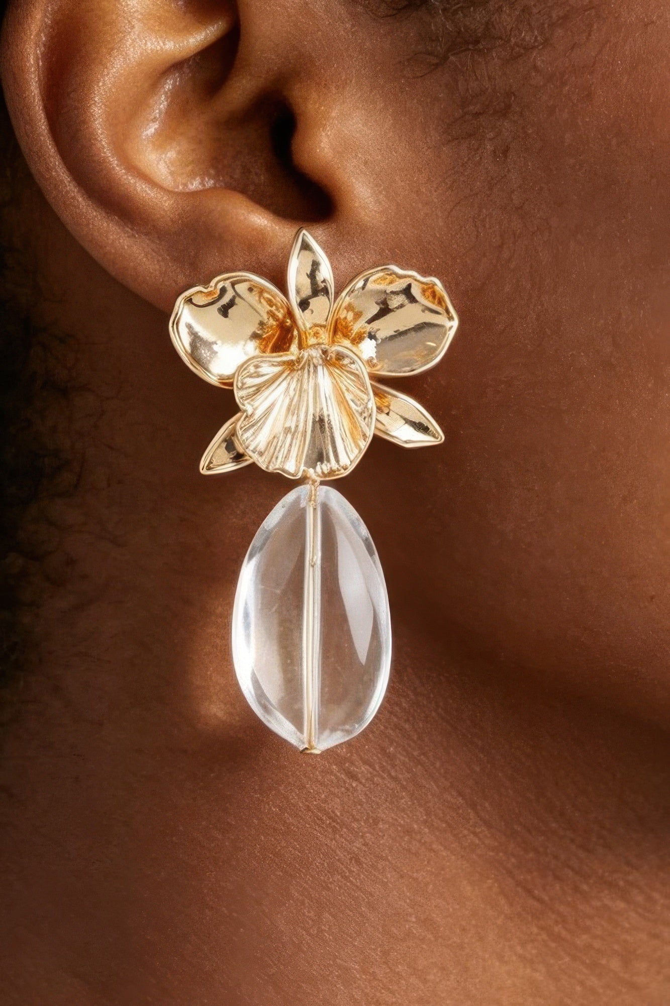 Hammered Blooming Orchid Drop Earrings