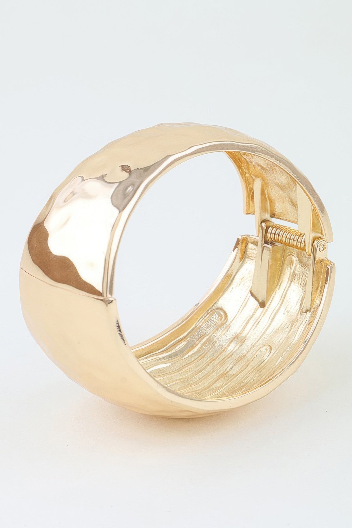 Wide Hammered Dome Cuff Bracelet
