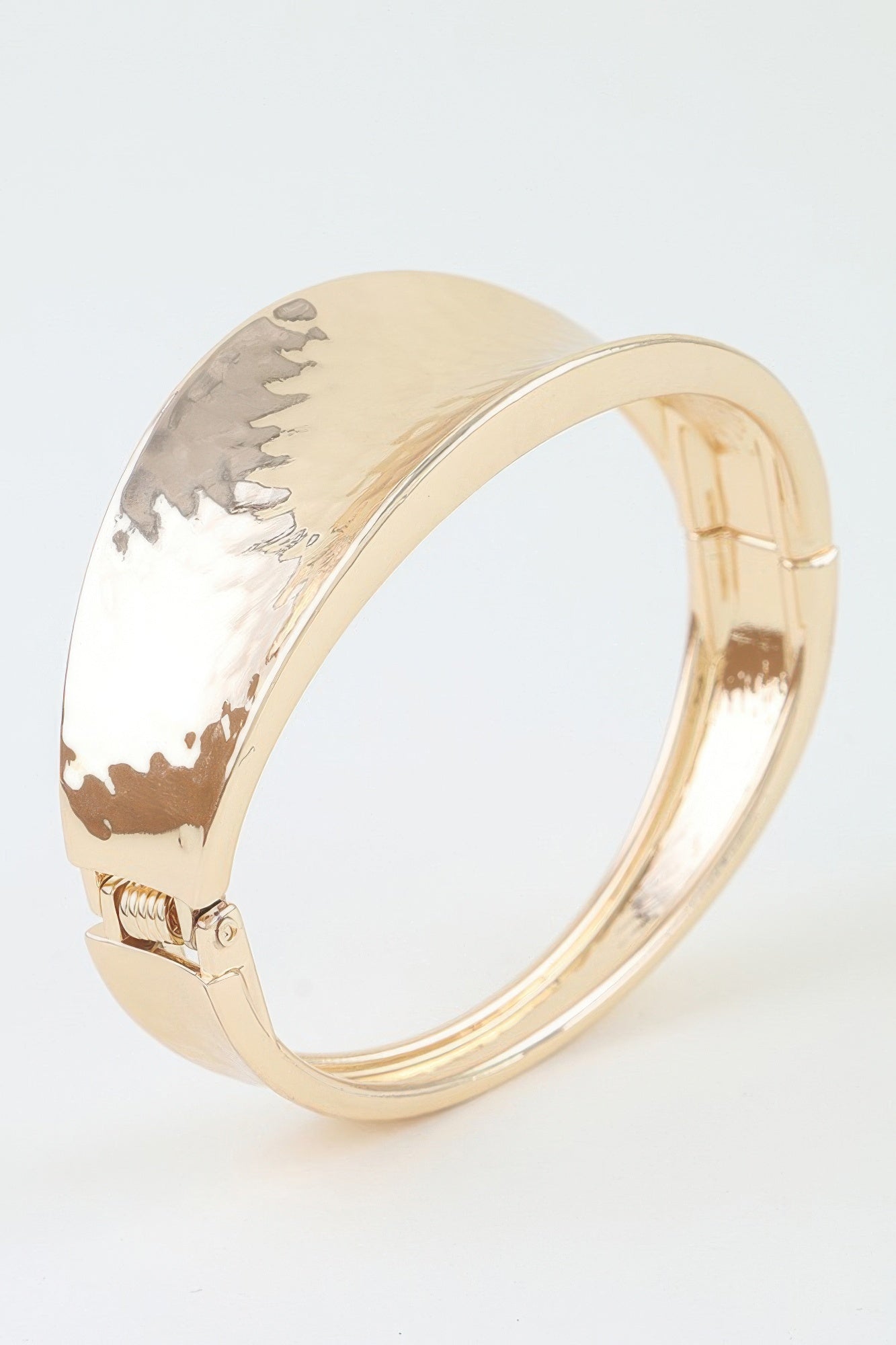 Hammered Leaf Clasp Cuff Bracelet