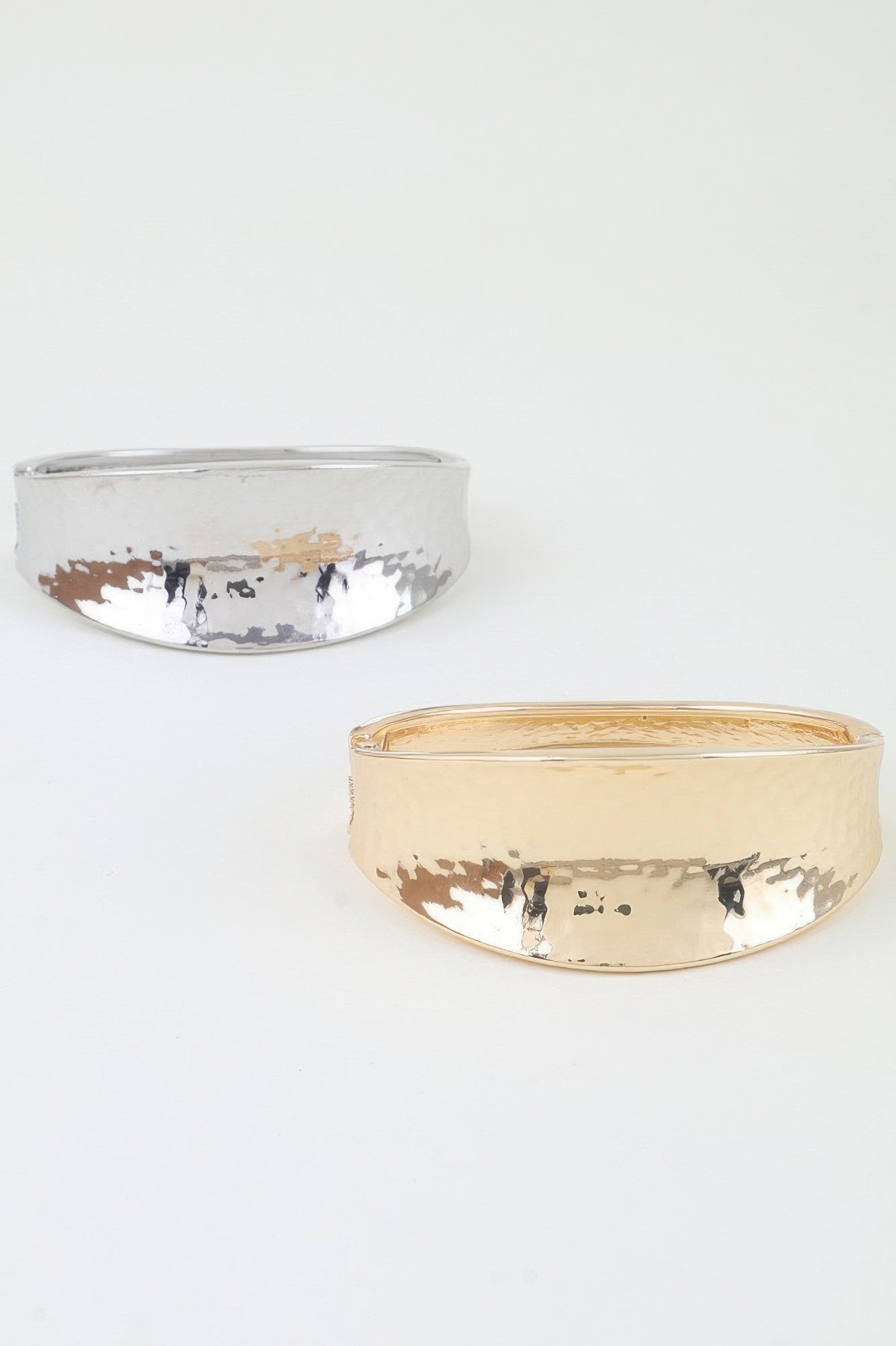 Hammered Leaf Clasp Cuff Bracelet