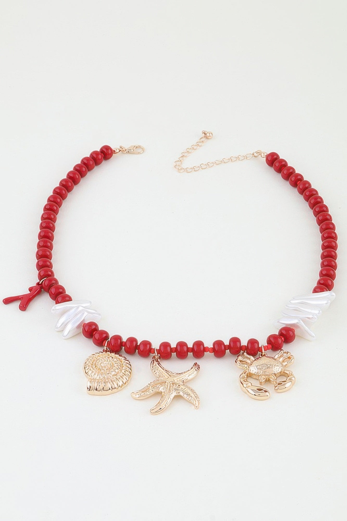 Hammered Coral Reef Beaded Necklace