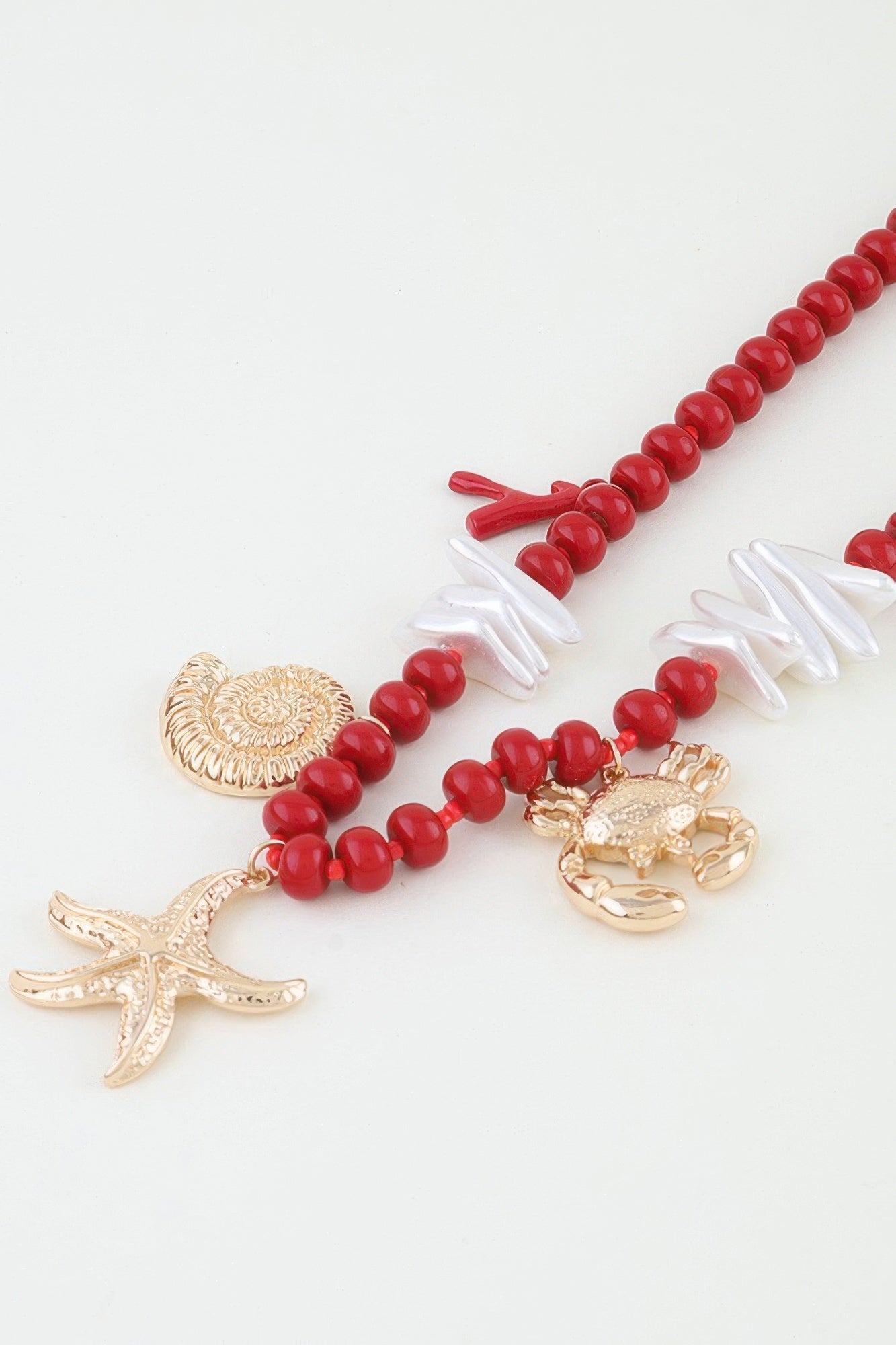 Hammered Coral Reef Beaded Necklace