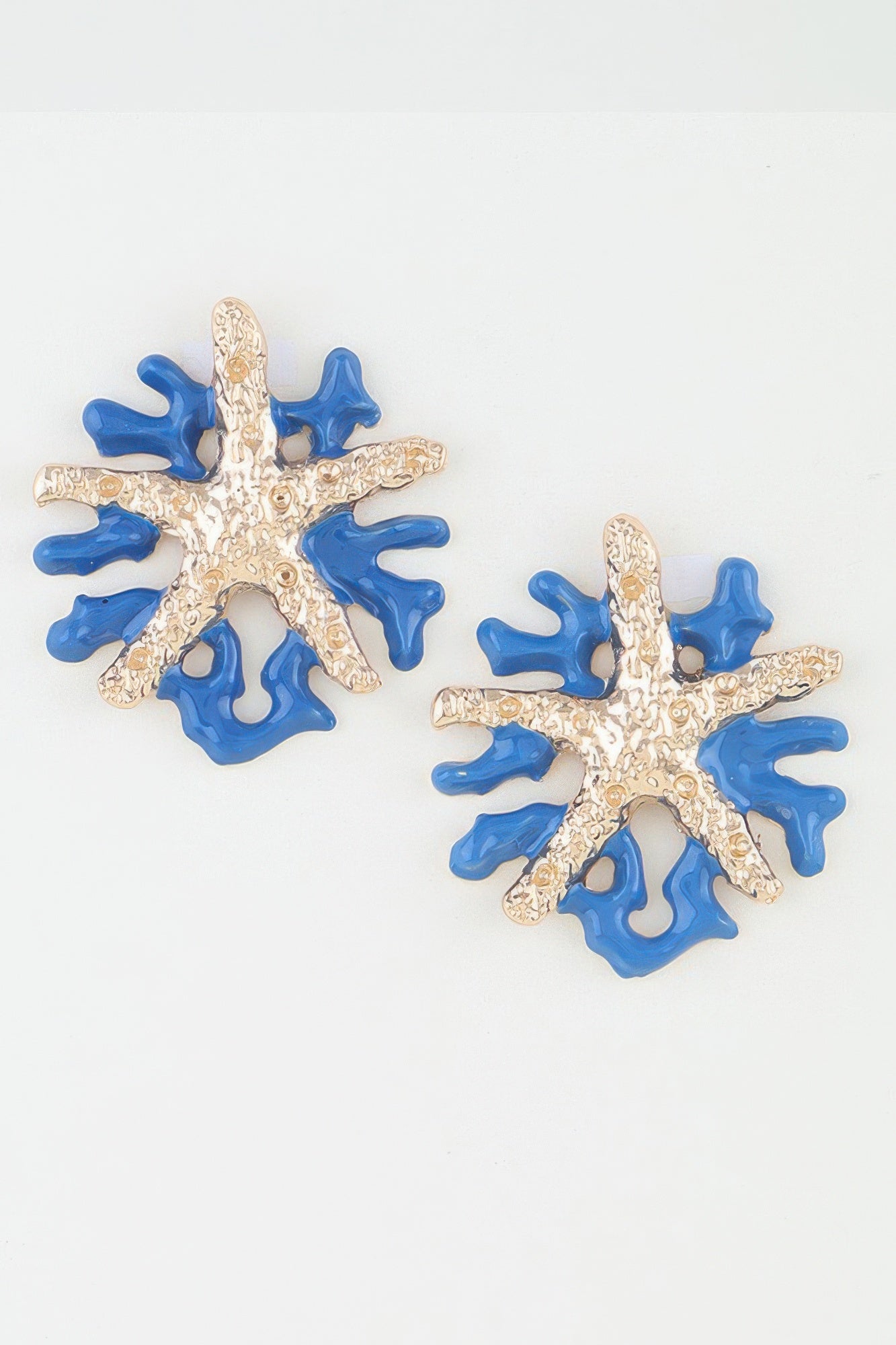 Hammered Starfish Coral Earrings