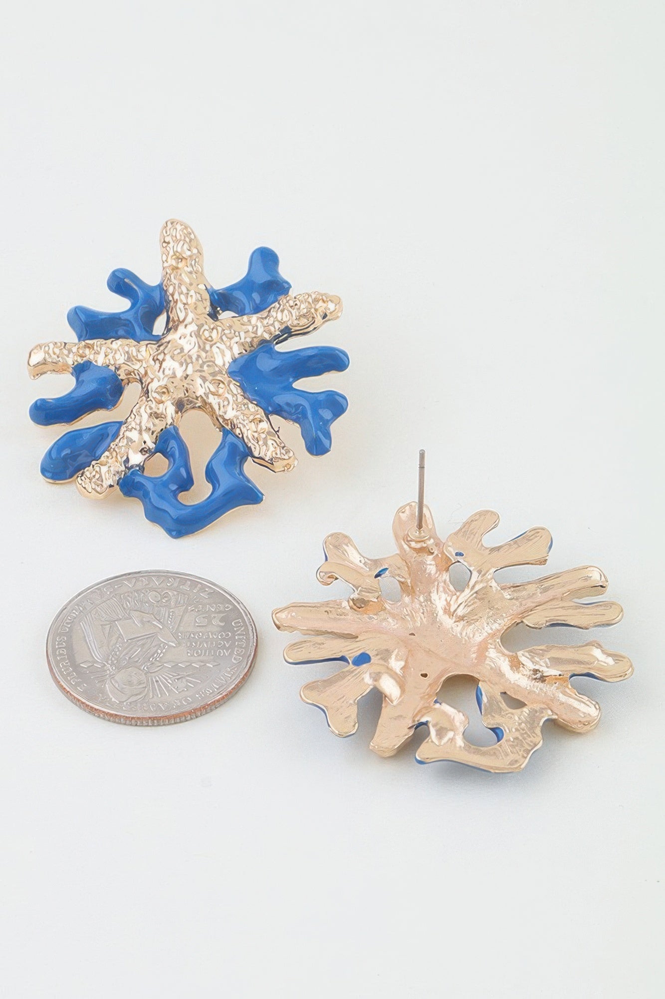 Hammered Starfish Coral Earrings