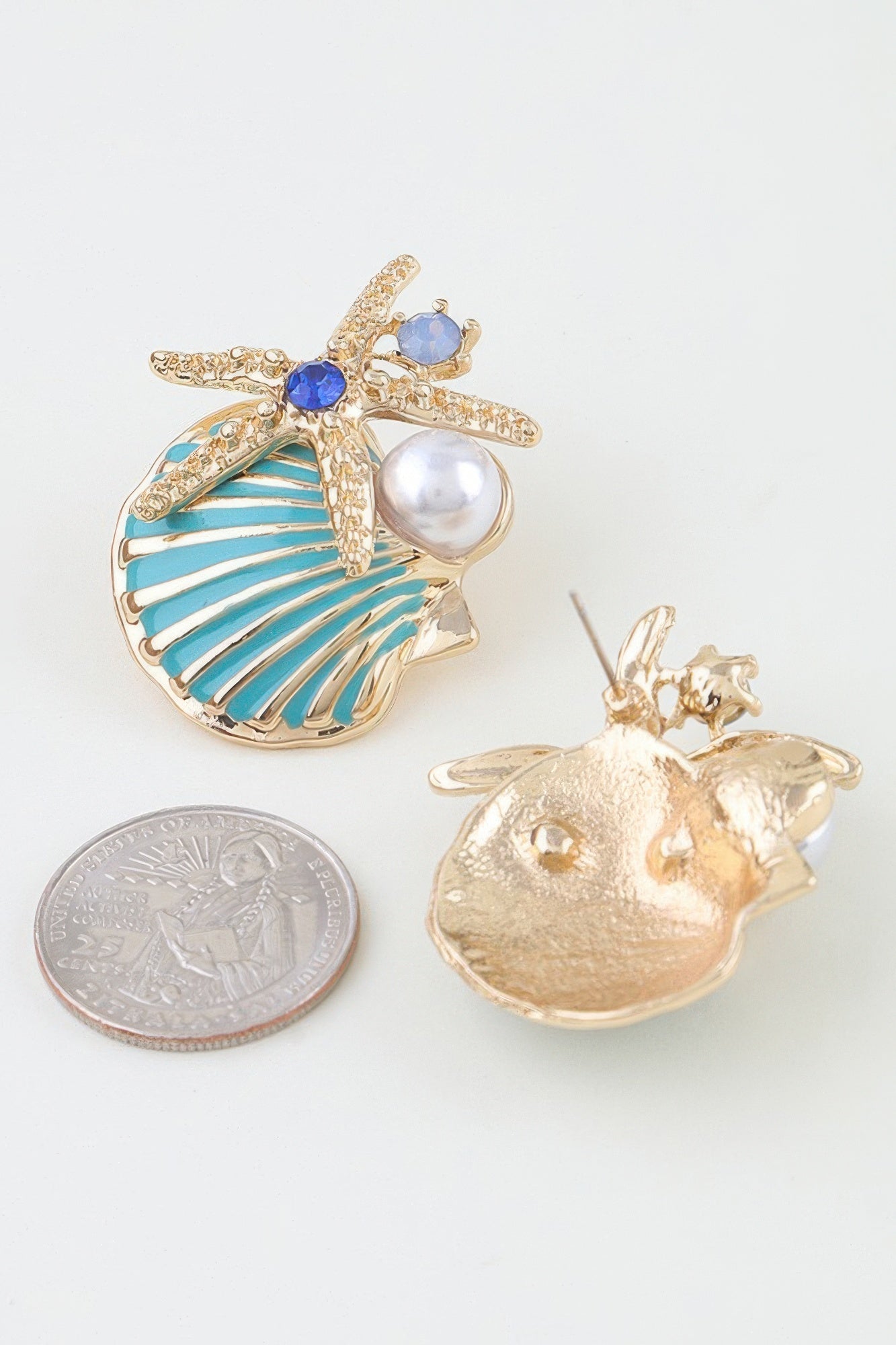 Summer Starfish Shell Stud Earrings