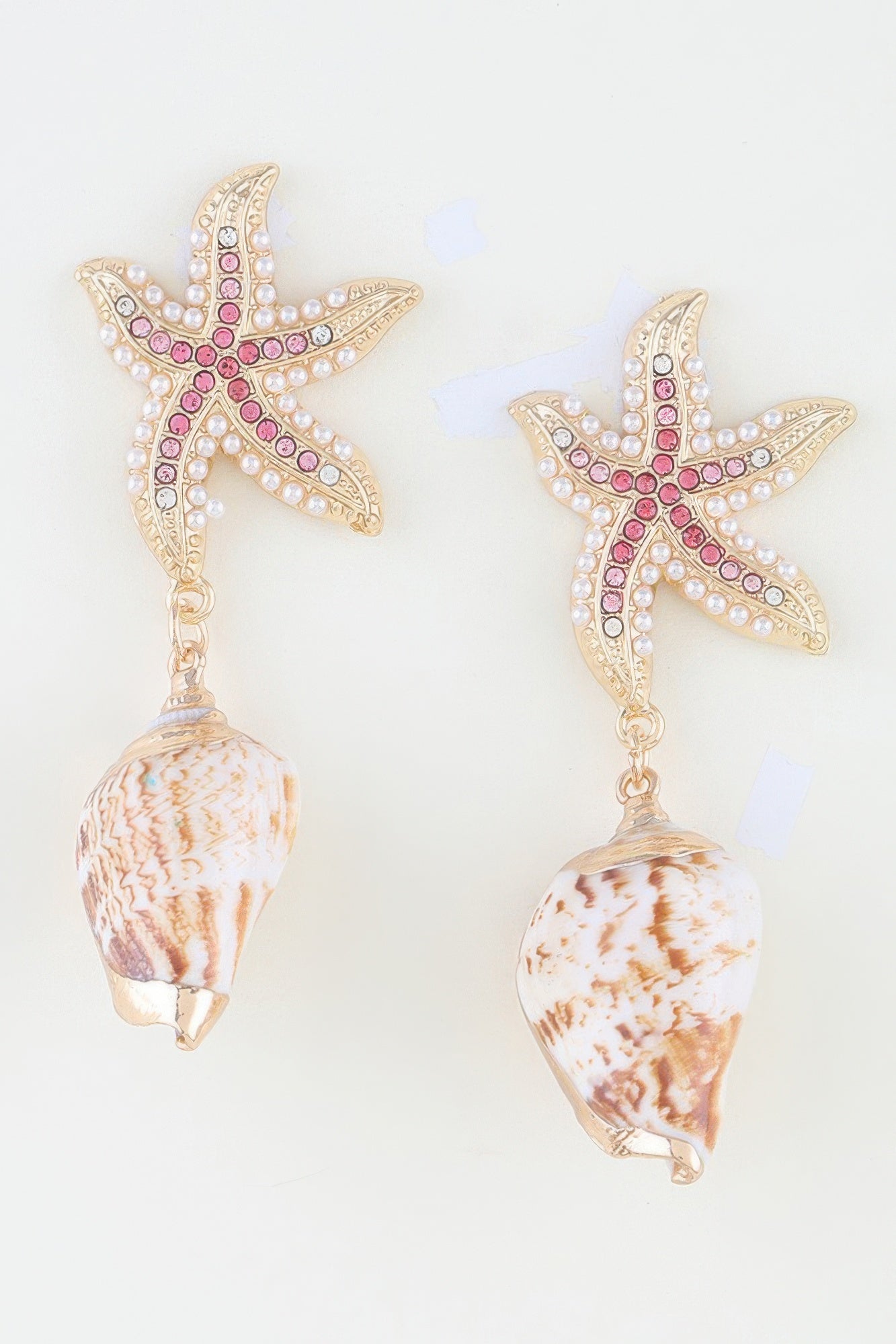 Bejeweled Starfish Shell Earrings