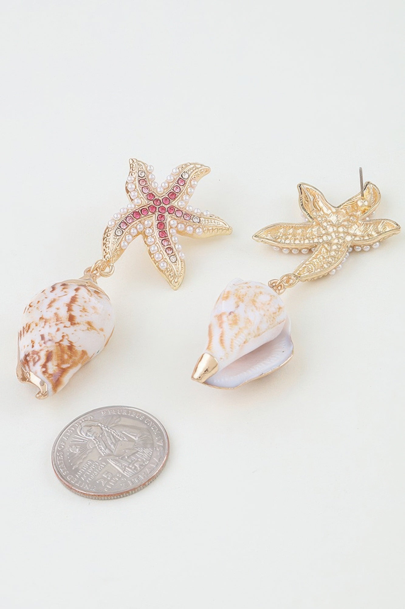 Bejeweled Starfish Shell Earrings