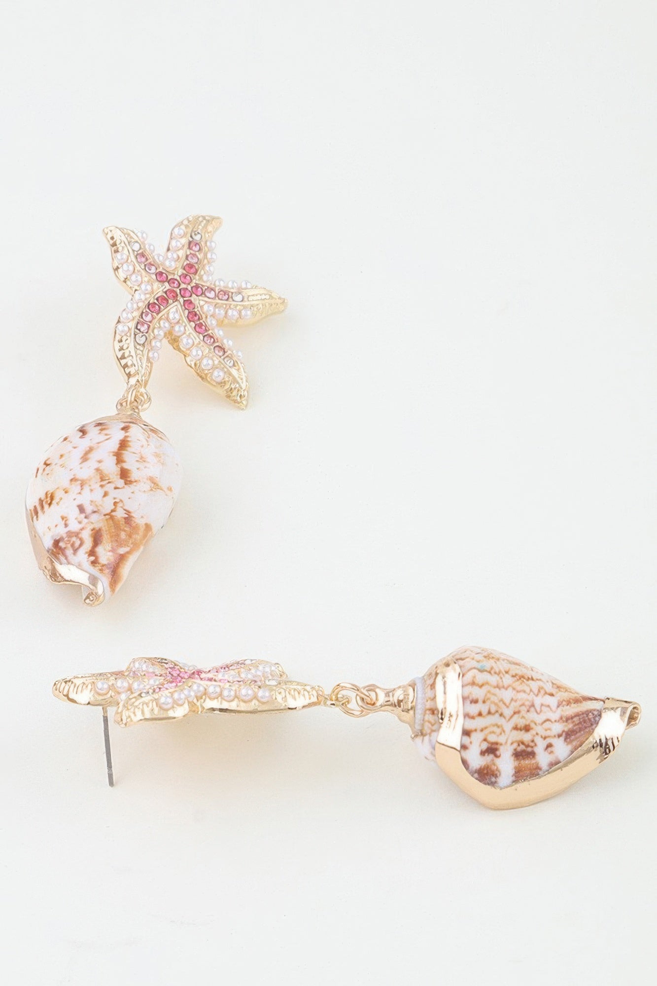 Bejeweled Starfish Shell Earrings