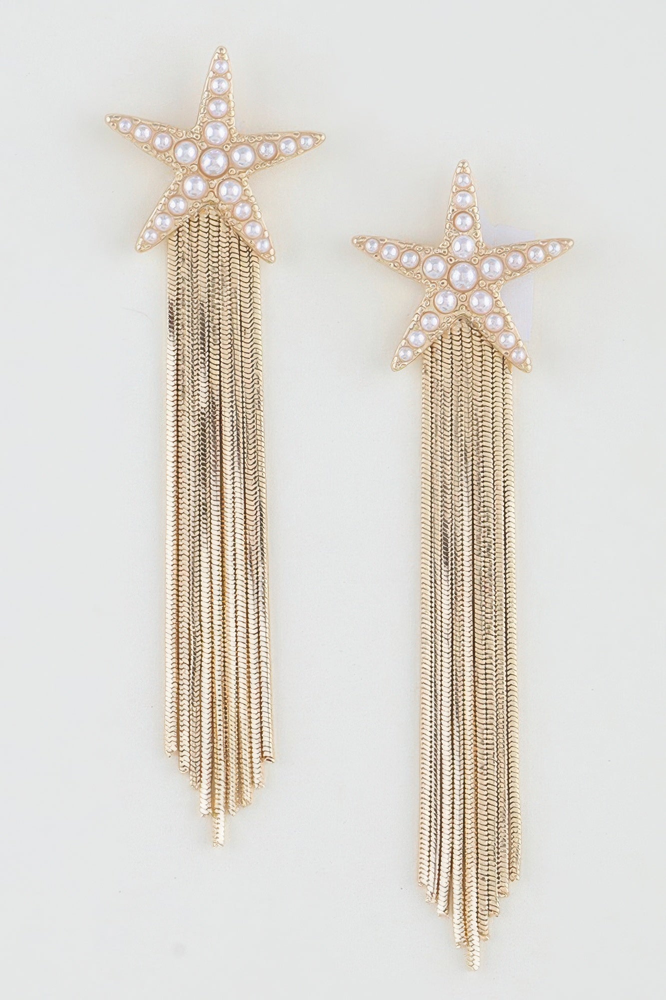 Beaded Starfish Curtain Drop Earrings
