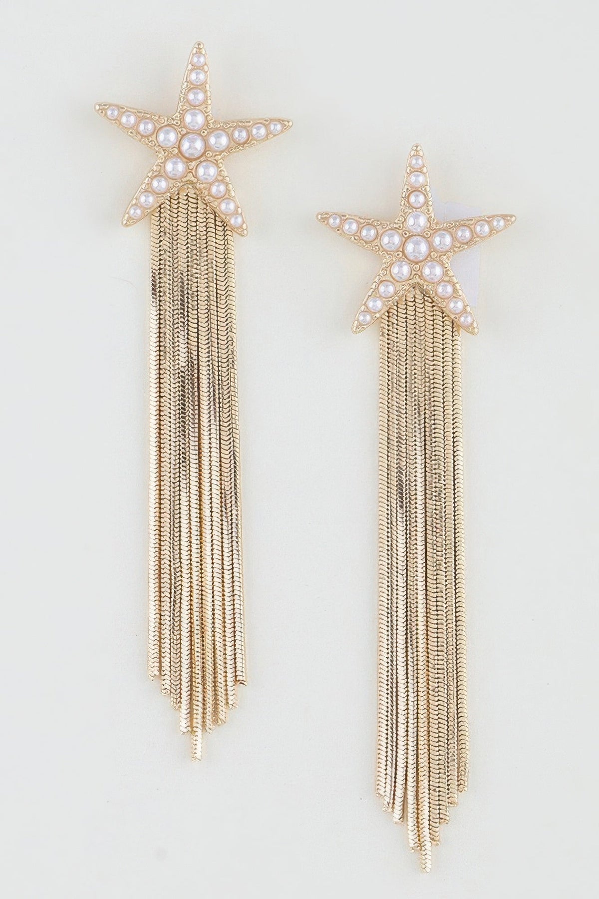 Beaded Starfish Curtain Drop Earrings