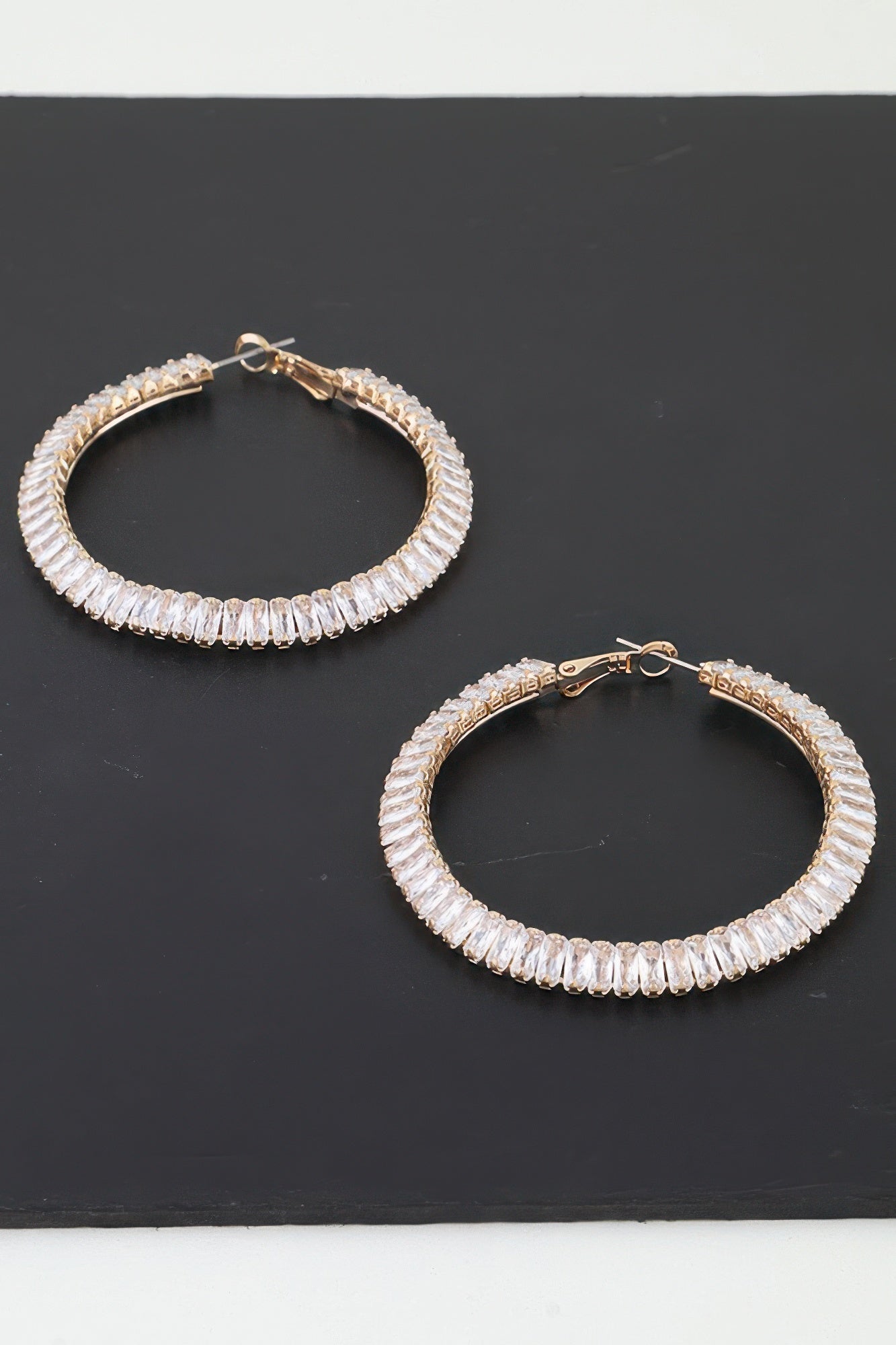 Cubic Zirconia Crystal Hoop Earrings