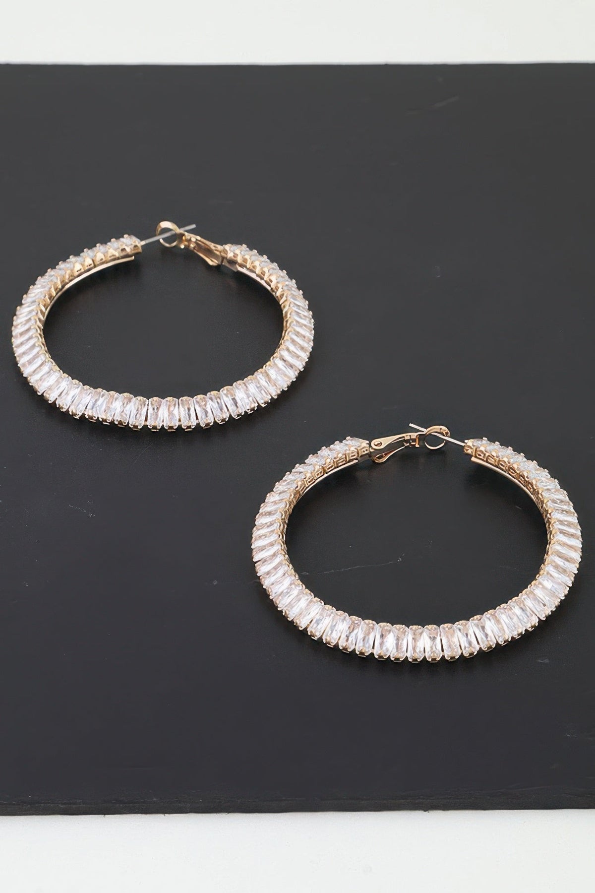 Cubic Zirconia Crystal Hoop Earrings