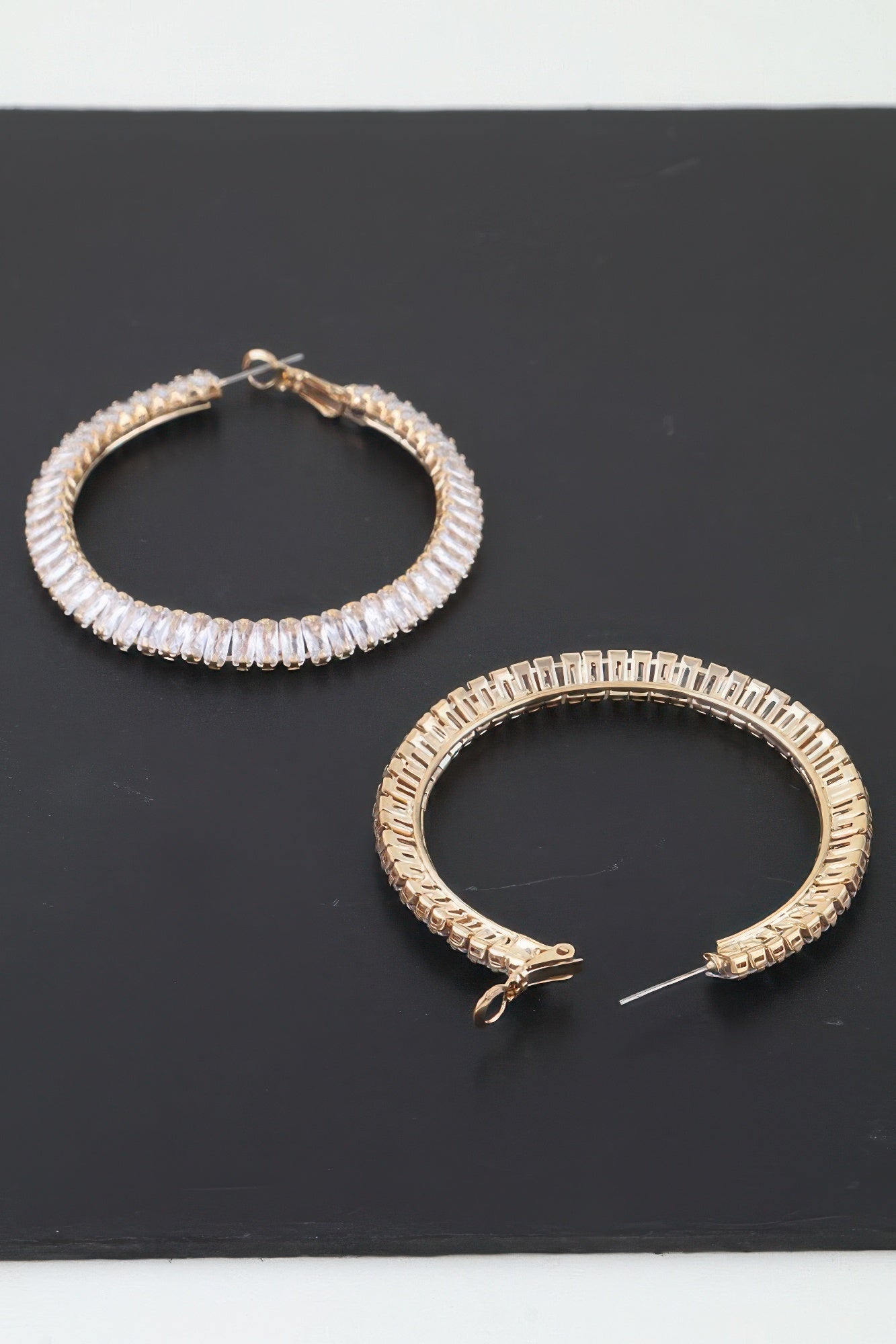 Cubic Zirconia Crystal Hoop Earrings