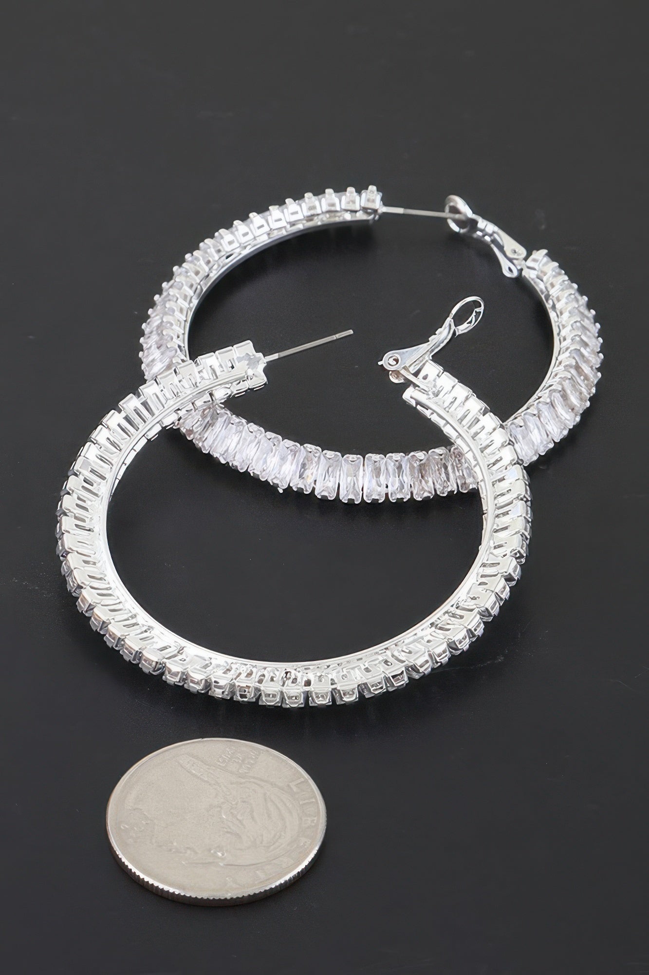 Cubic Zirconia Crystal Hoop Earrings
